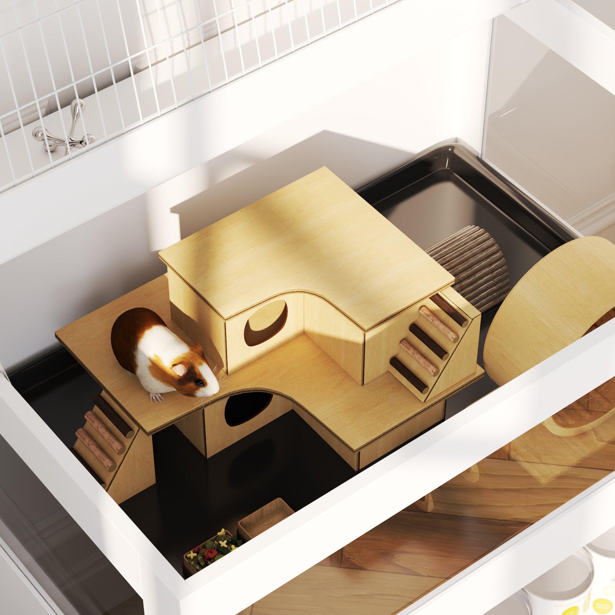 Spacious Hamster Cage With Removable Tray And Transparent View