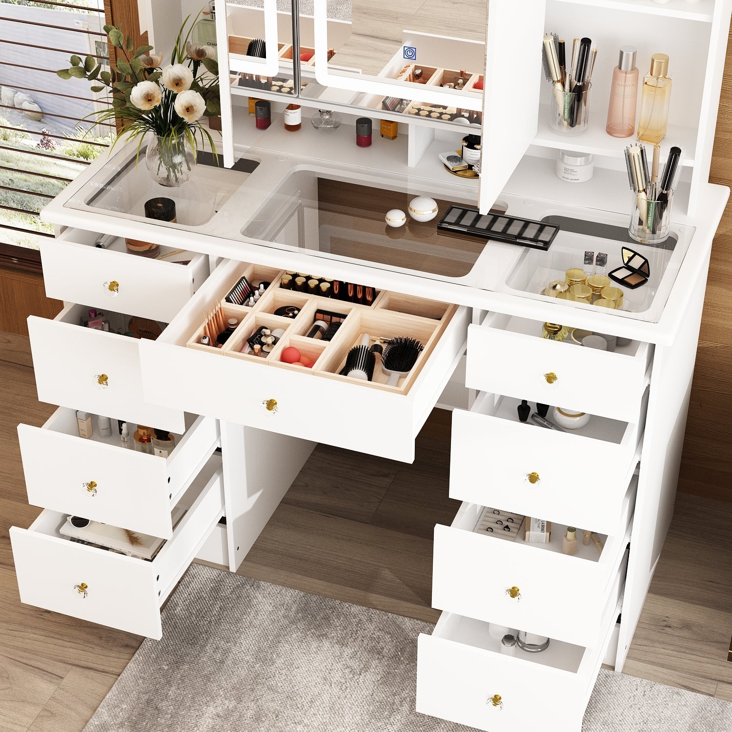 #Color_White/Glass Tabletop