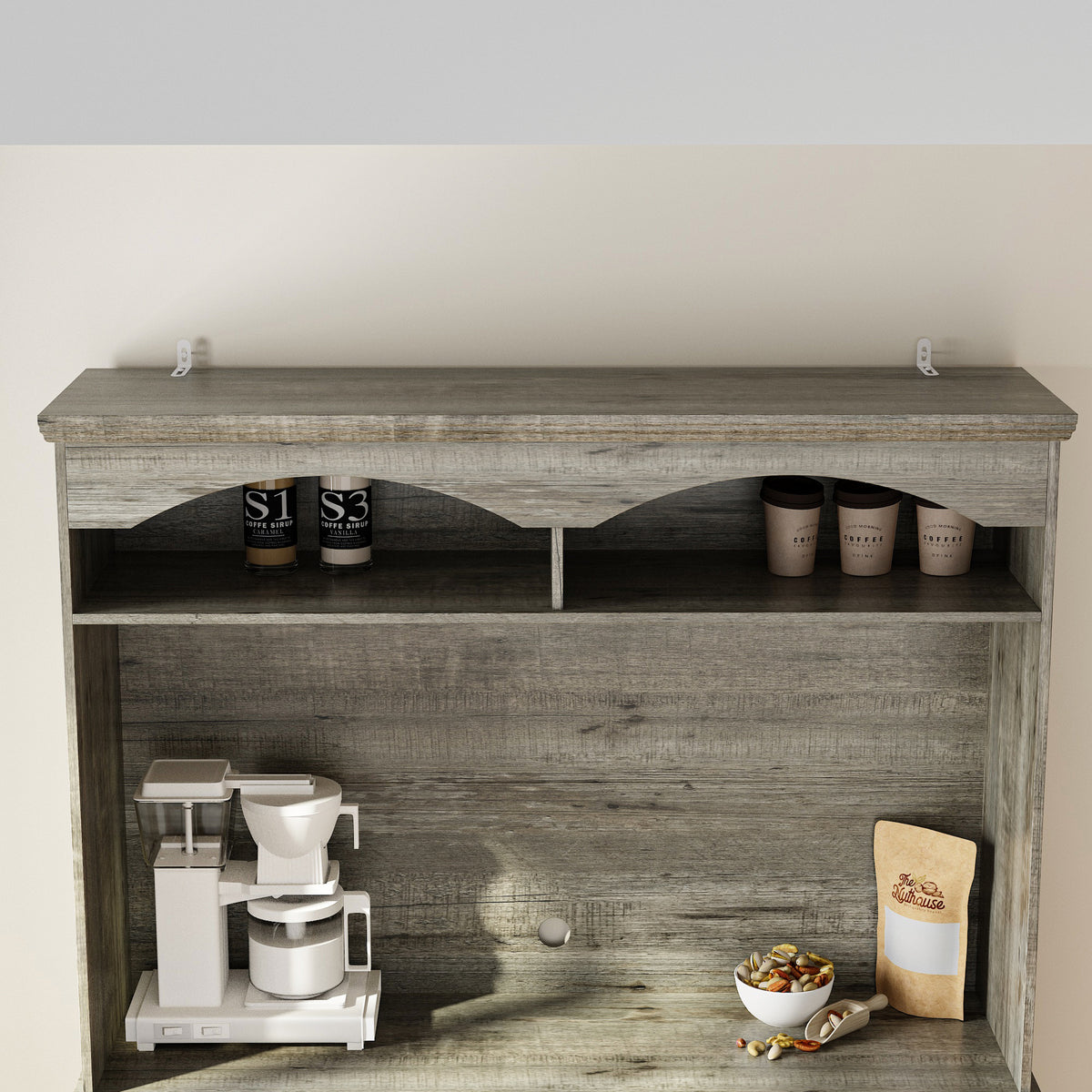53.7" Retro Brown Dining Hutch with Adjustable Shelves