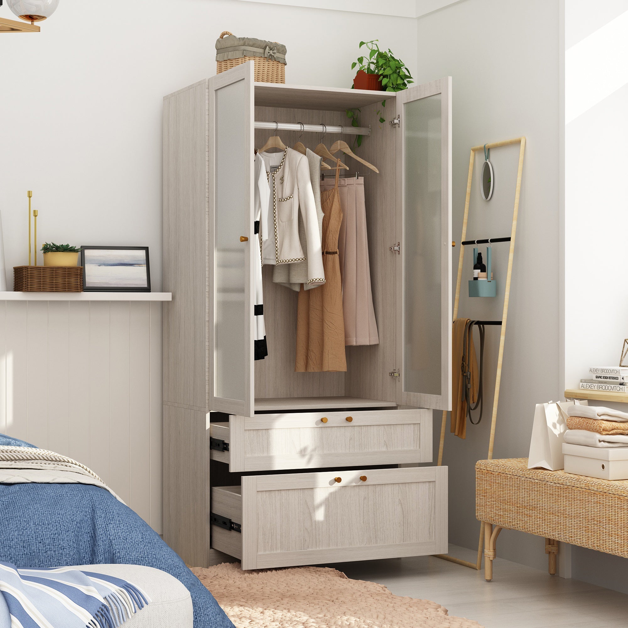 Solid + Manufactured Wood Armoire