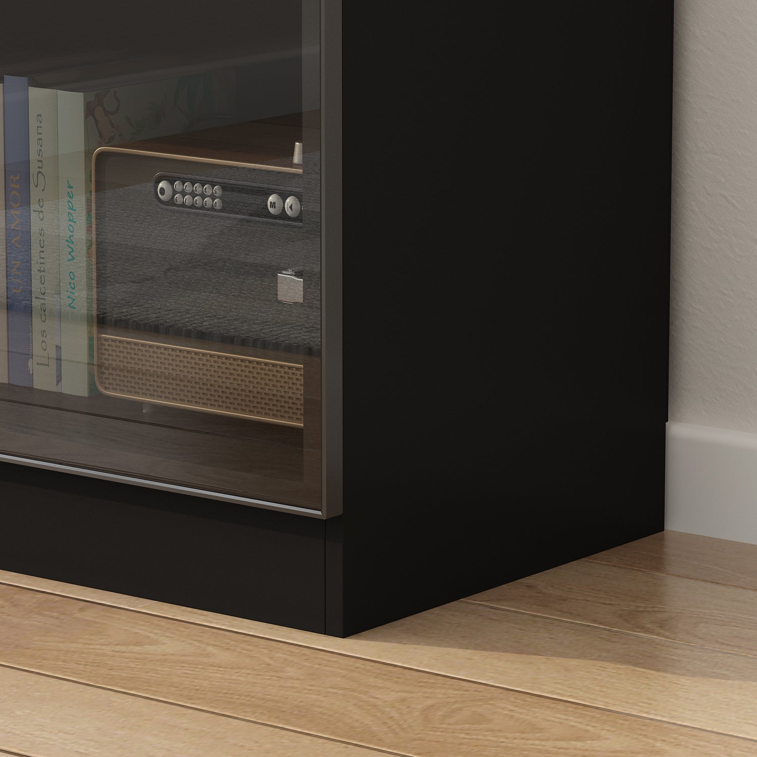 Display Cabinet Bookcase Stand Trophy Showcase with Lights and Glass Doors