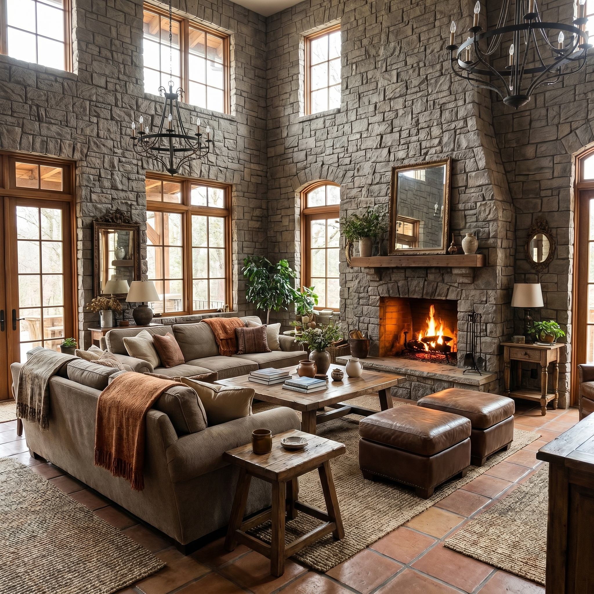 Gray Stacked Faux Stone Wall Panel Set of 9, Lightweight Indoor & Outdoor Decor Wall Panels