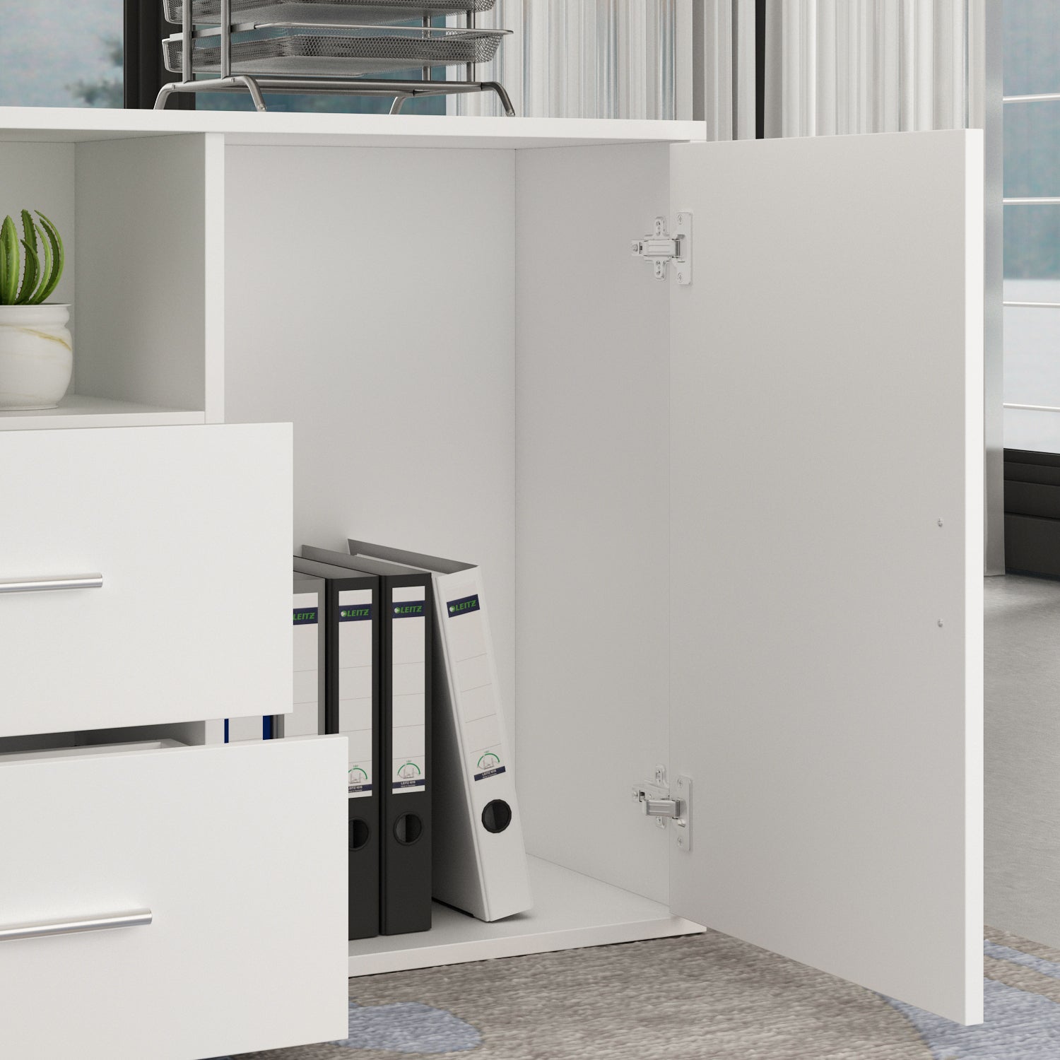 L-Shaped Computer Desk Writing and Gaming Desk with Drawers and Shelves for Home Office