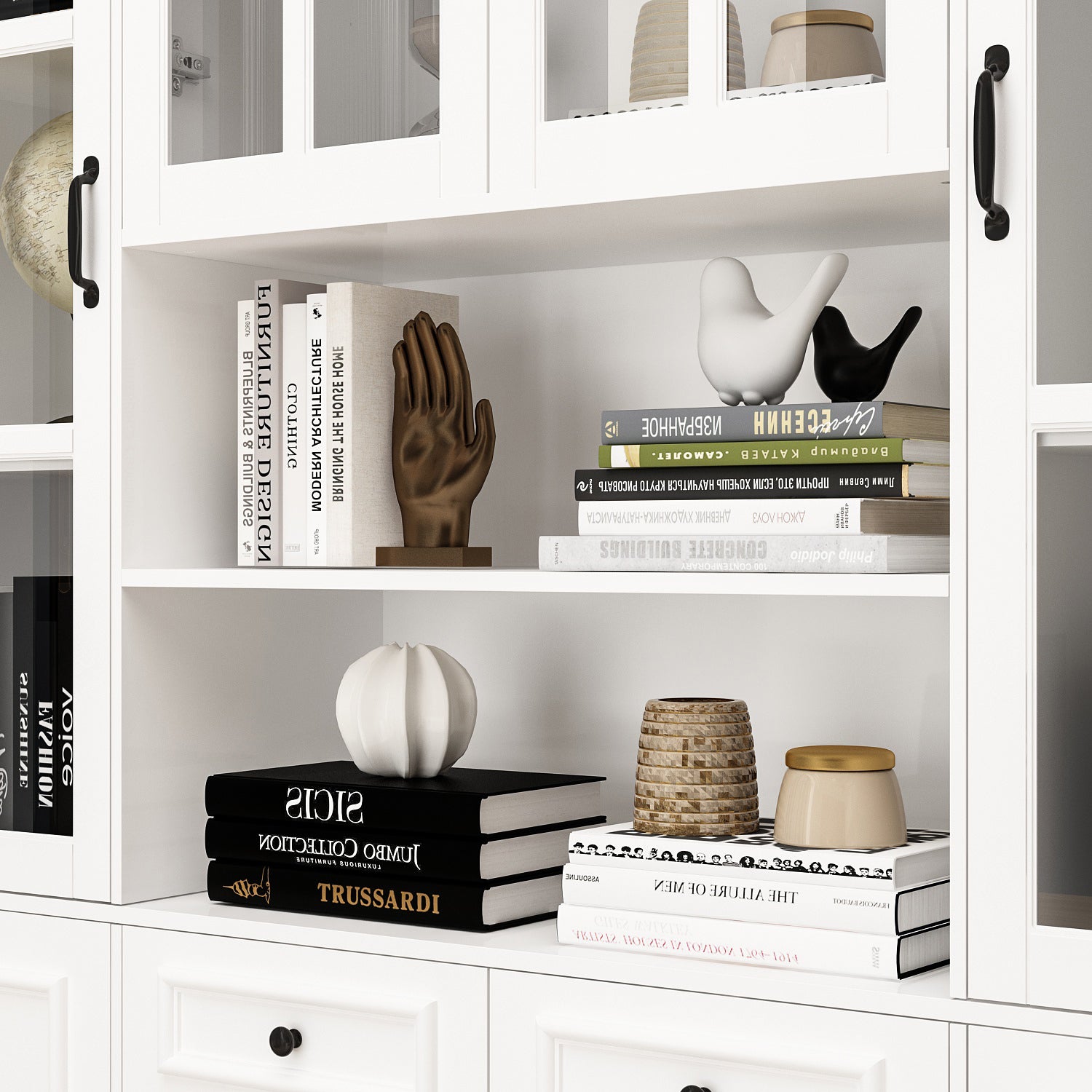 78.7'' Display Book Cabinet, Multi-tier Storage Shelf for Books & Collectibles