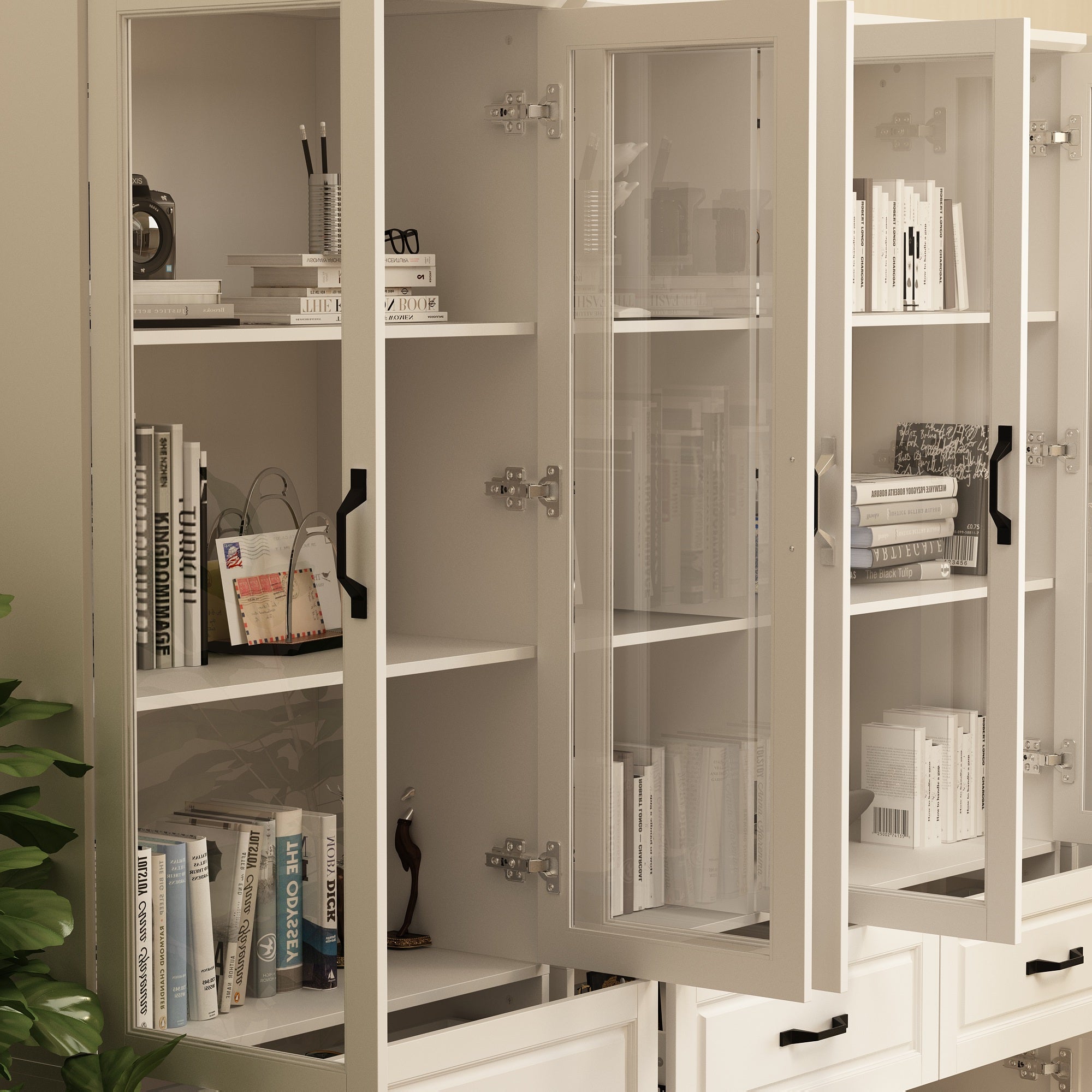 Large Display Cabinet Corner Shelf Storage Organizer Bookshelf in Combination