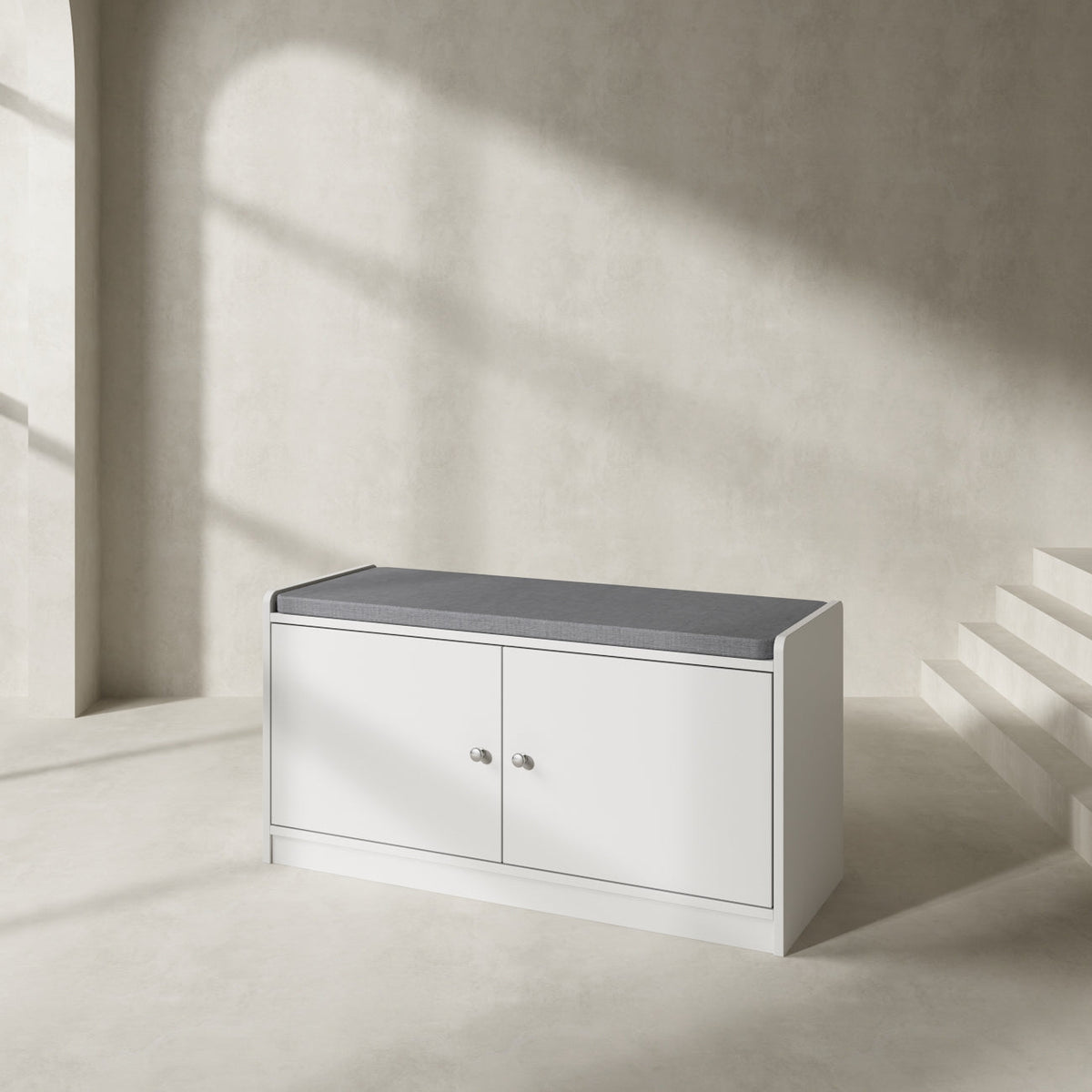 Shoe Storage Bench Shoe Rack Storage Shelf with Cushion 2-Door for Entryway