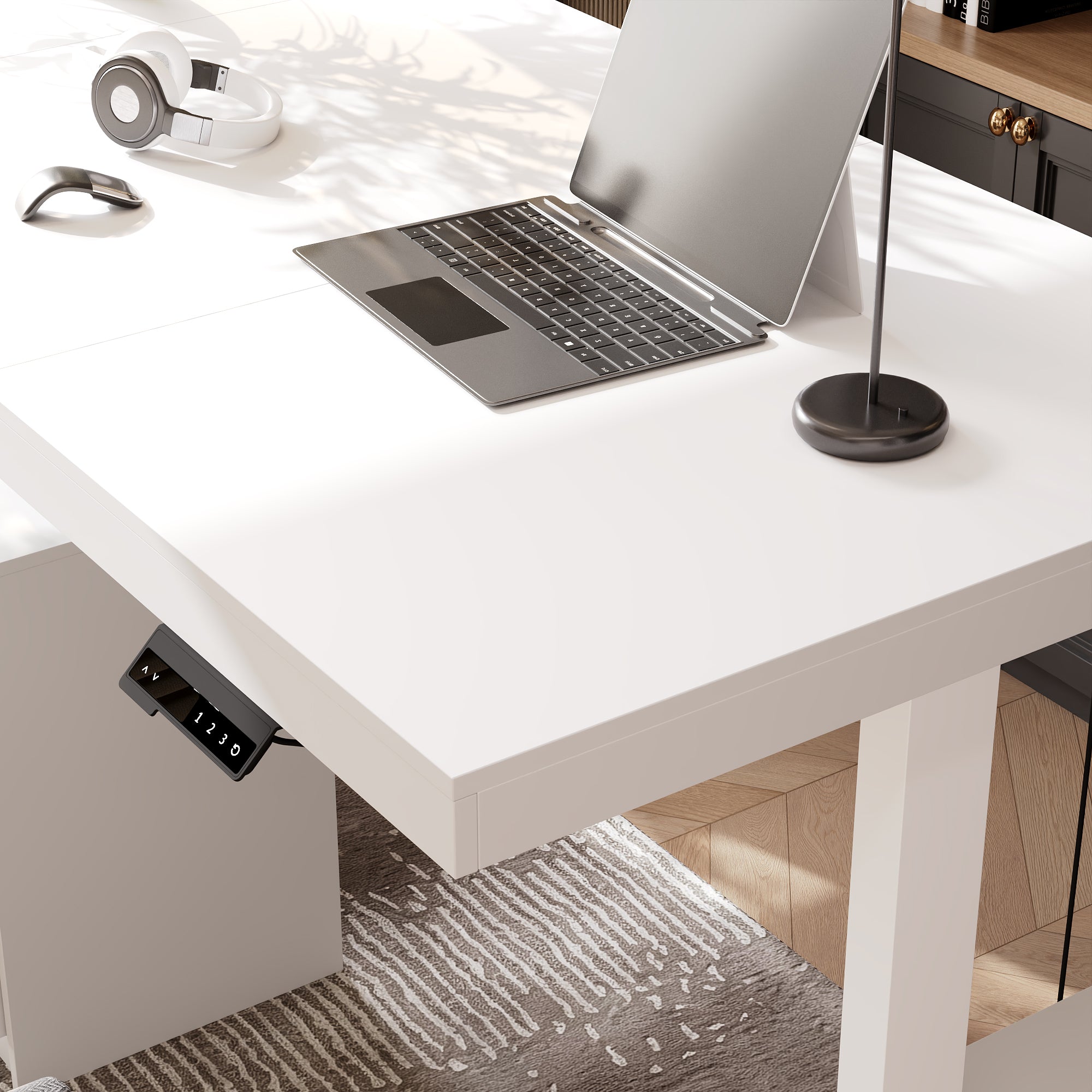 71" Modern Minimalist Standing Desk with File Drawer and Storage Cabinet