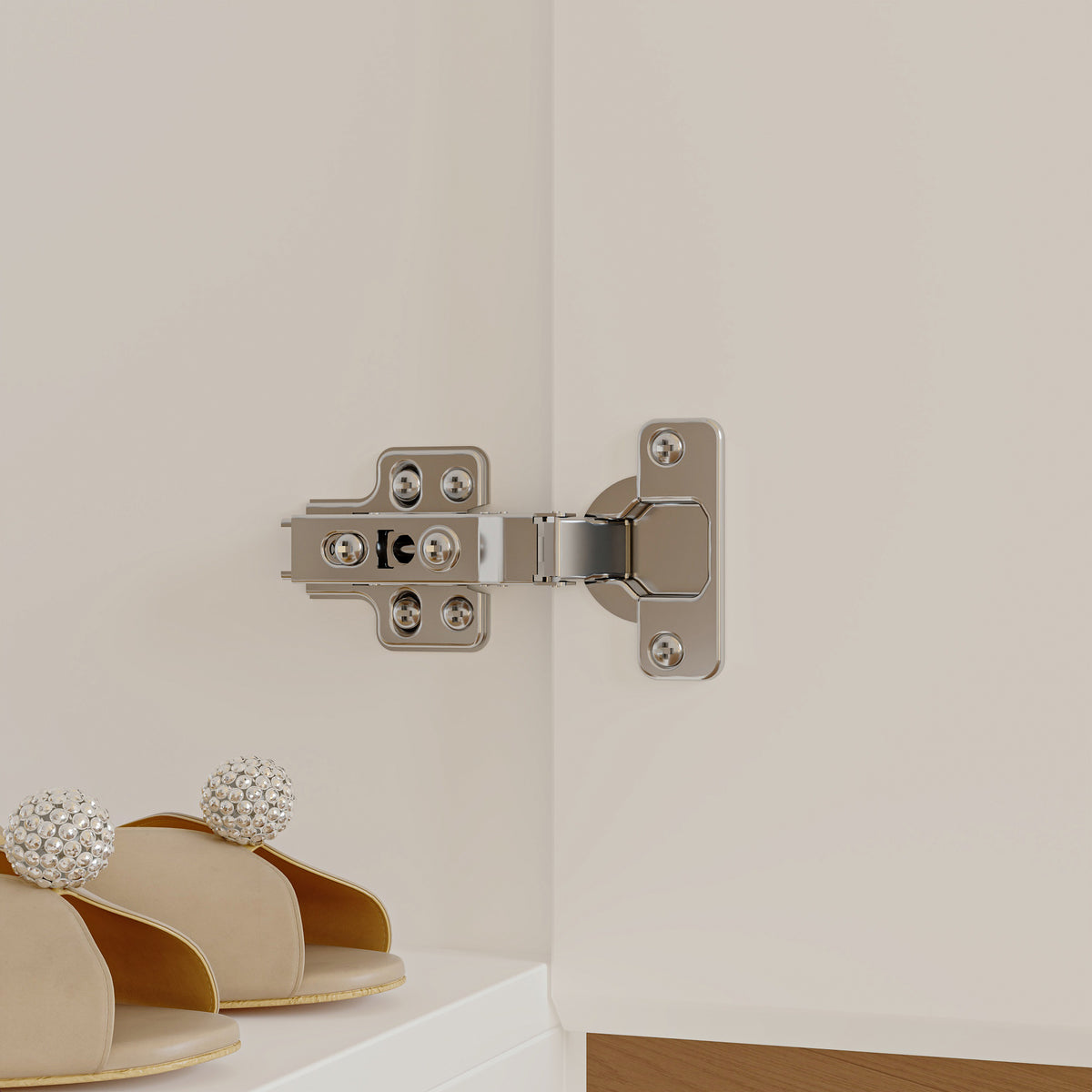 White armoire with mirrored doors and cabinet storage