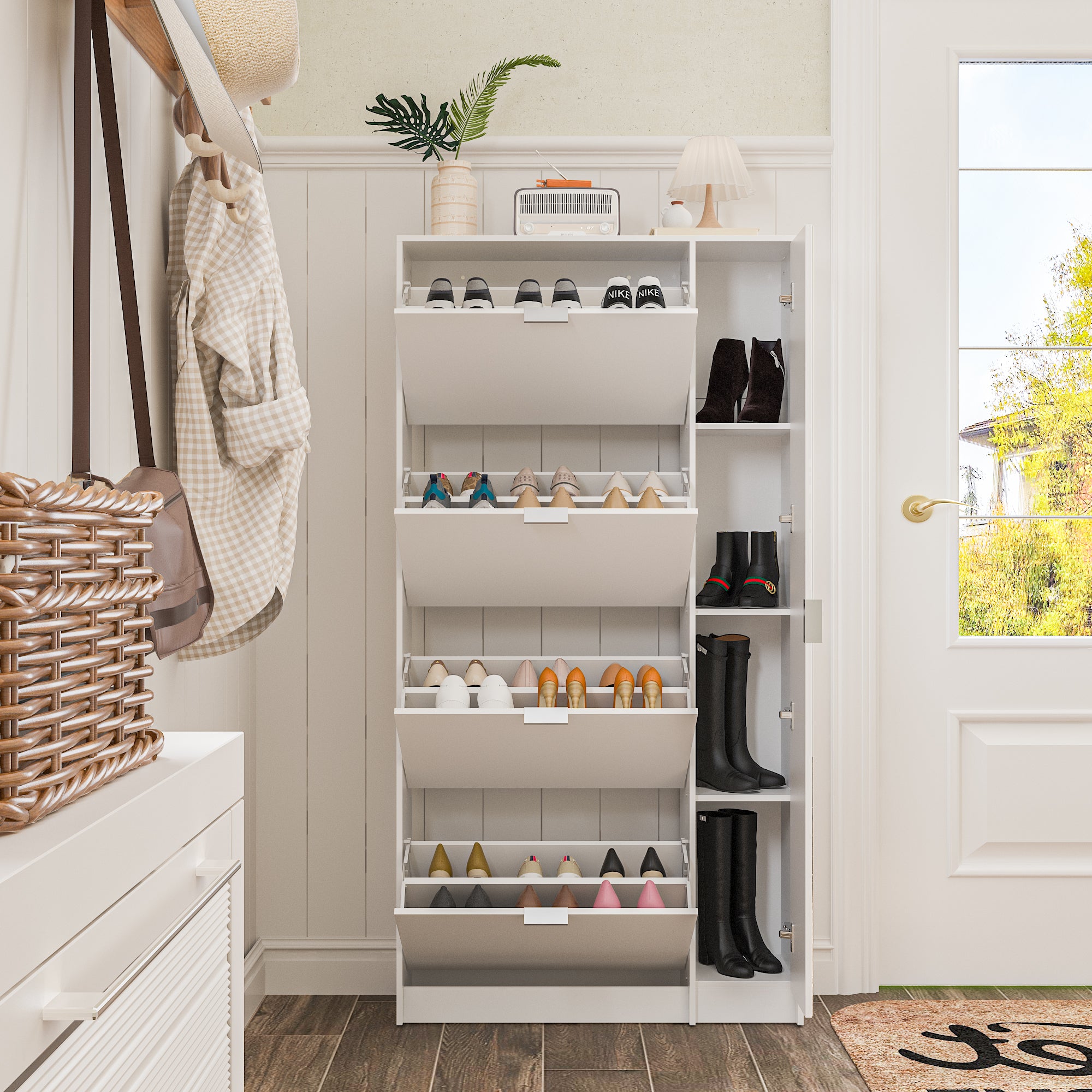 28 Pair Flip Down Shoe Storage