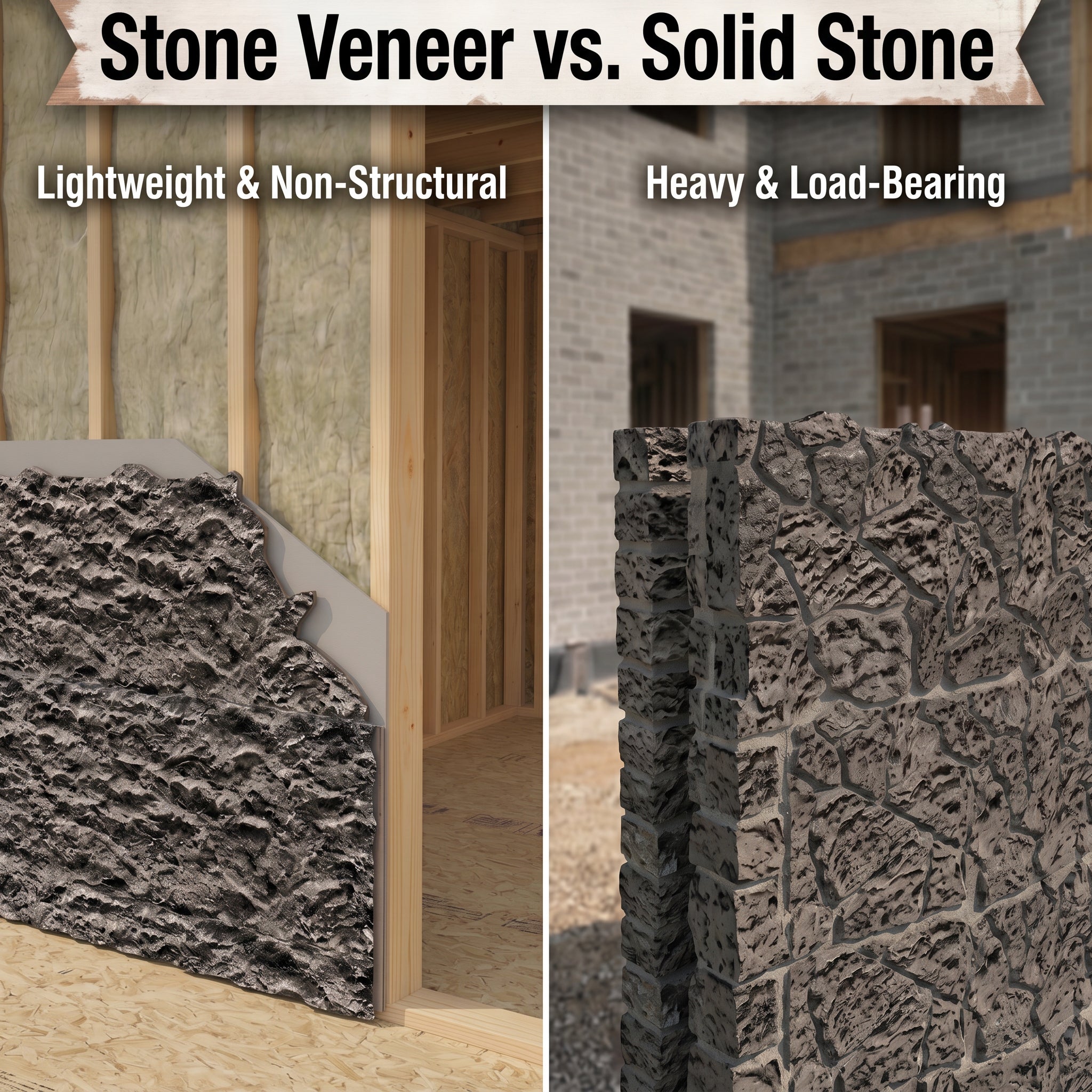 Dark Speckled Faux Stone Wall Panel Set of 8, Lightweight Indoor & Outdoor Decorative Wall Panels
