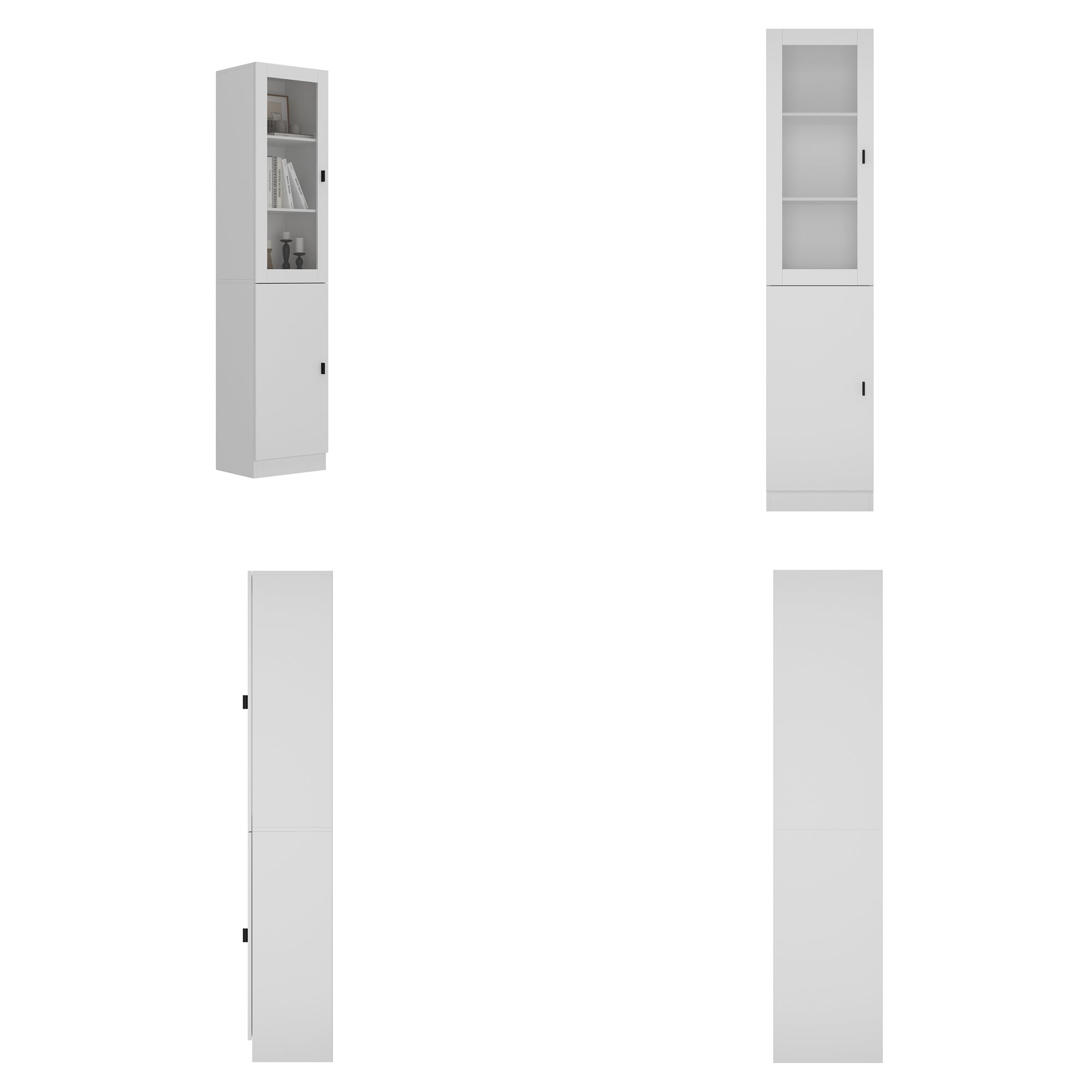 15.7'' W 5-Layer Little Bookcase With Glass Door