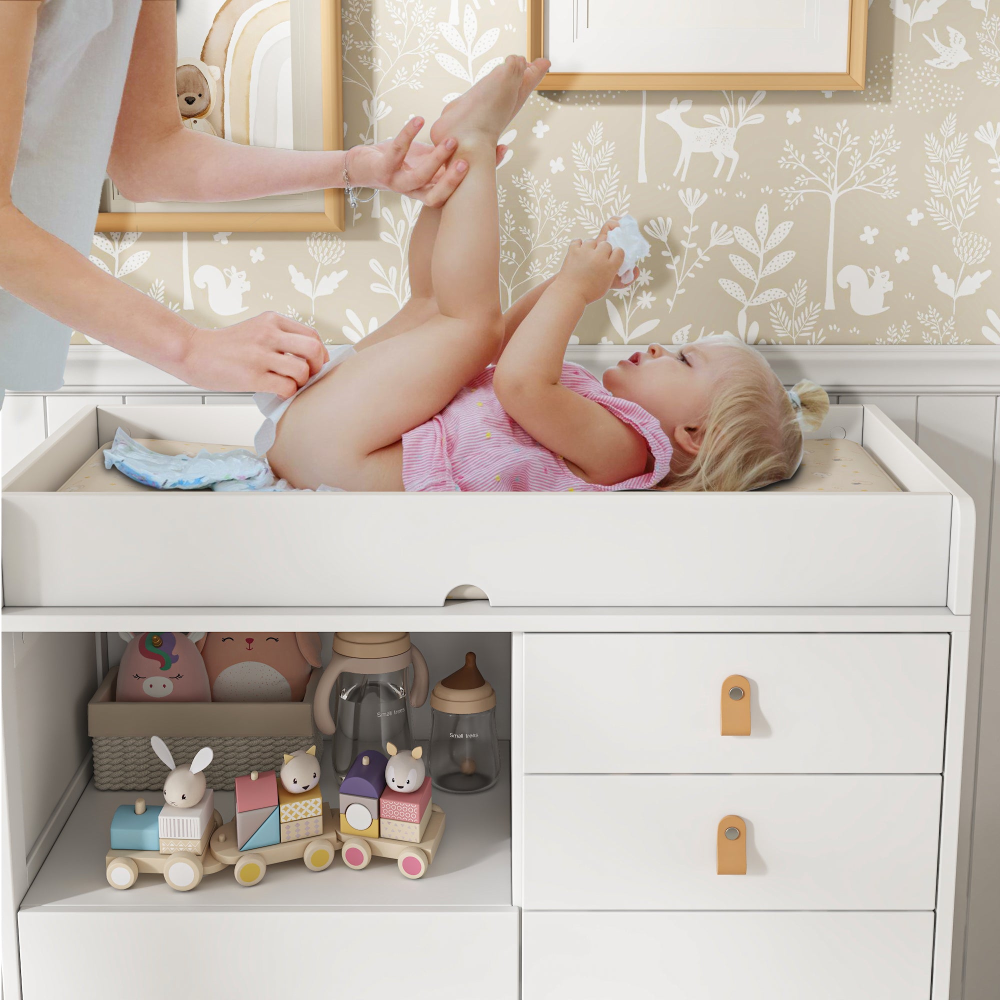 Modern Changing Table Dresser With Strong Storage