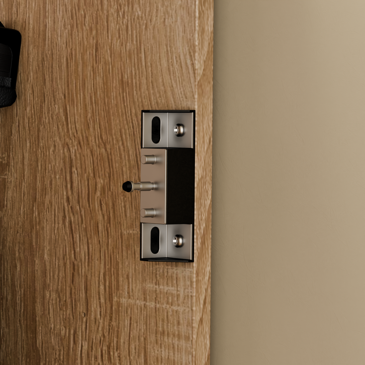 23.6" Oak Engineered Wood 3-Drawer Lockable Smart Nightstand with Hidden Gun Storage Cabinet