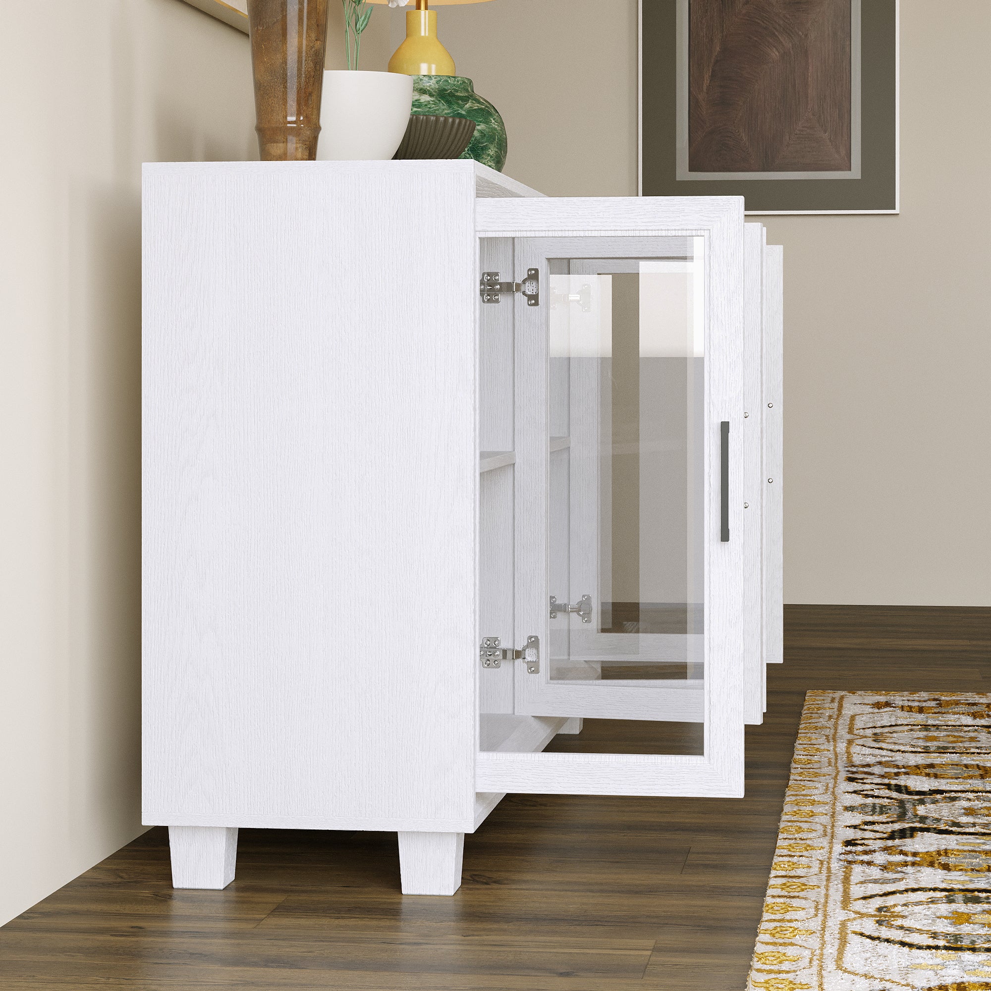 Accent Cabinet With Tempered Glass Door