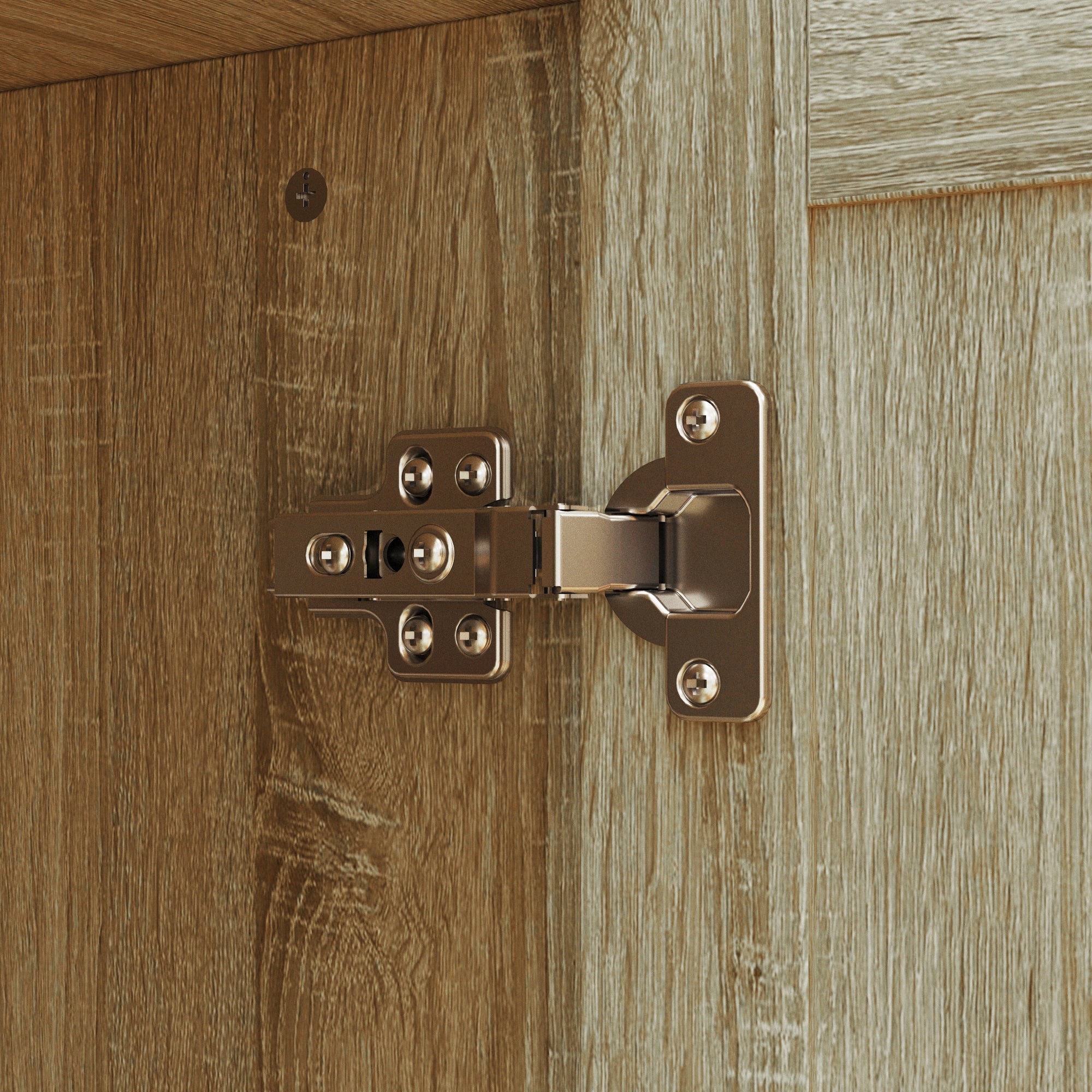 47.2 inch Modern Natural Wood Food Pantry Cabinet with Sliding Glass Doors & Ventilated Design