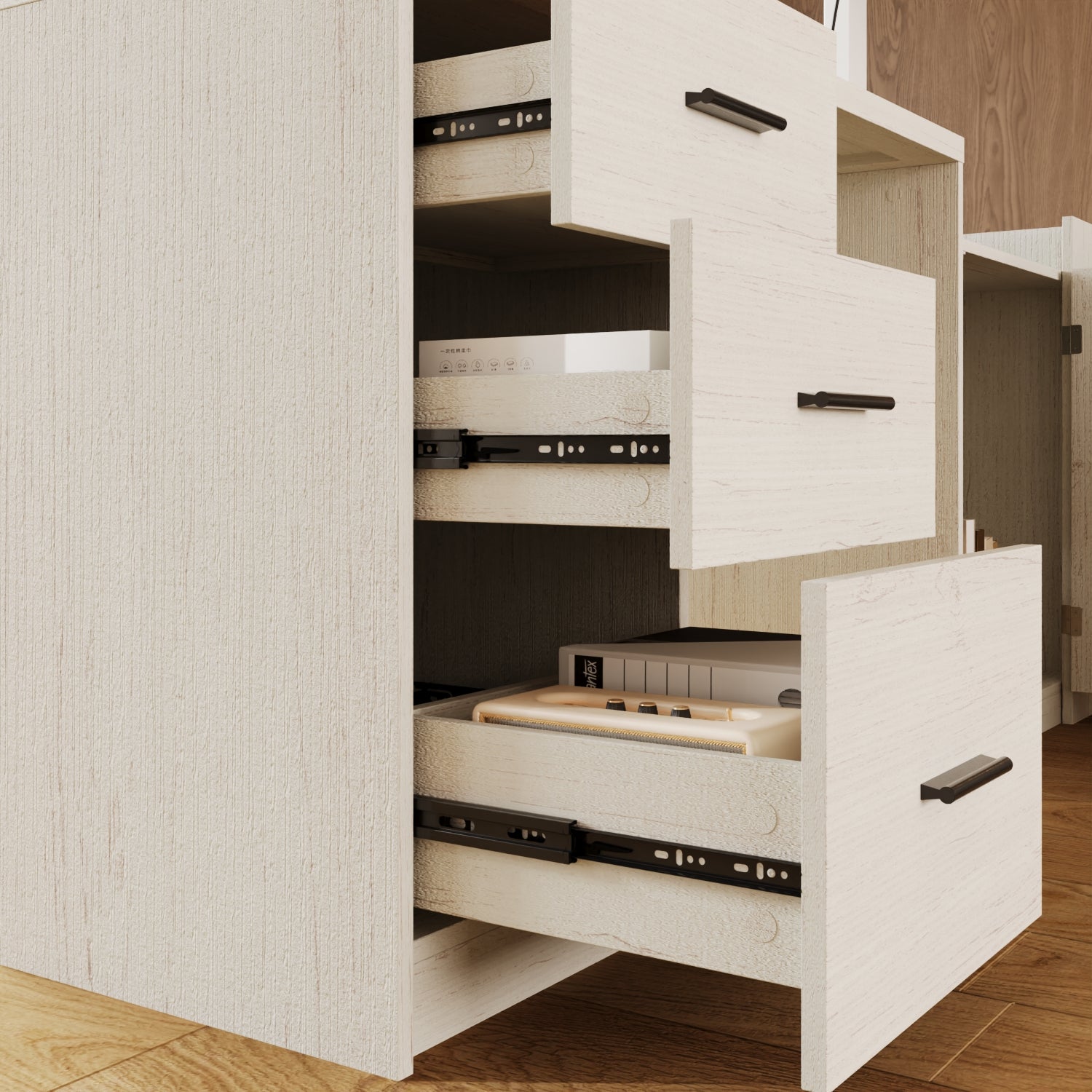 63"W L-Shaped 3-Drawer Lift Computer Desk