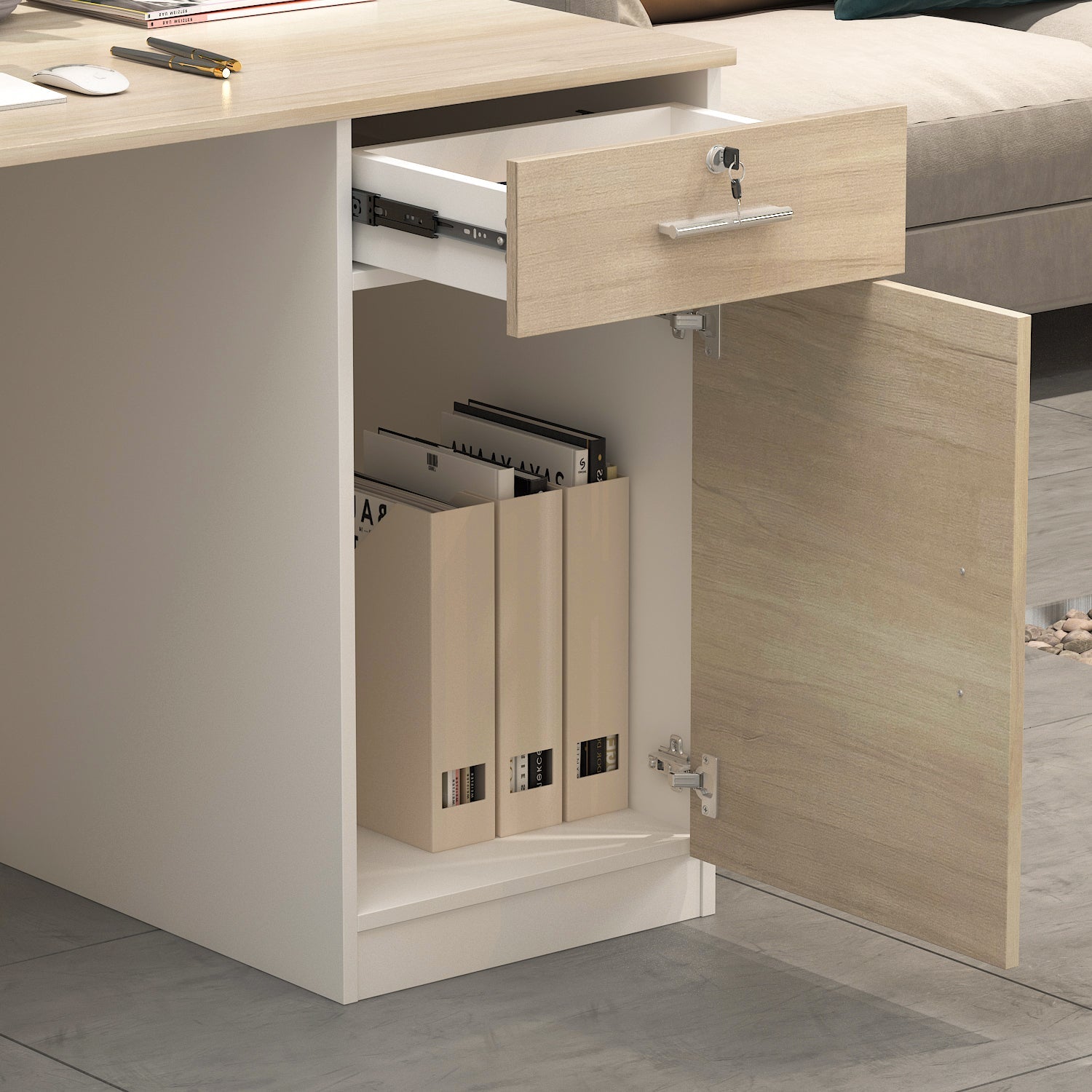 Reception Desk with Counter & Filing Cabinets for Checkout & Retail