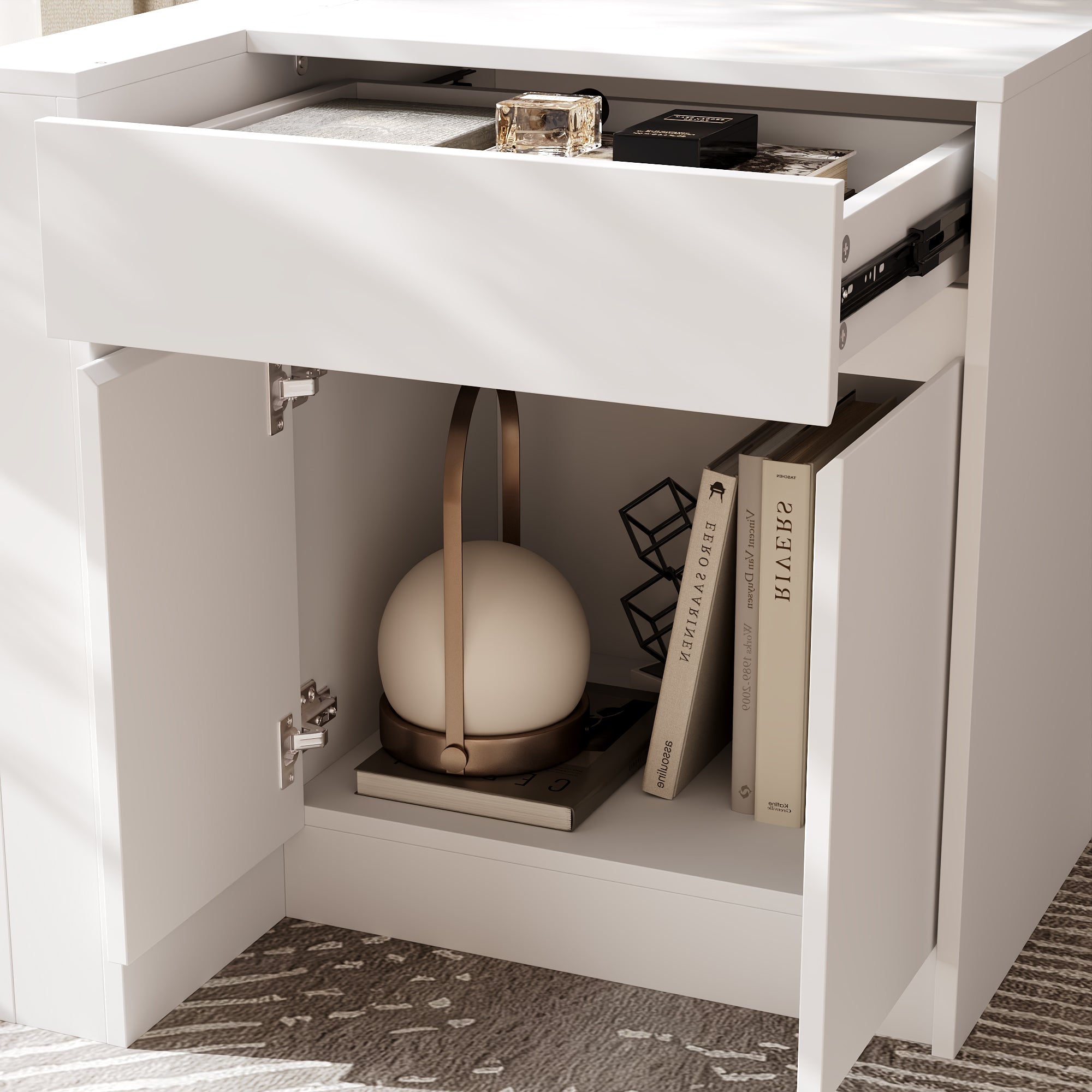71" Modern Minimalist Standing Desk with File Drawer and Storage Cabinet