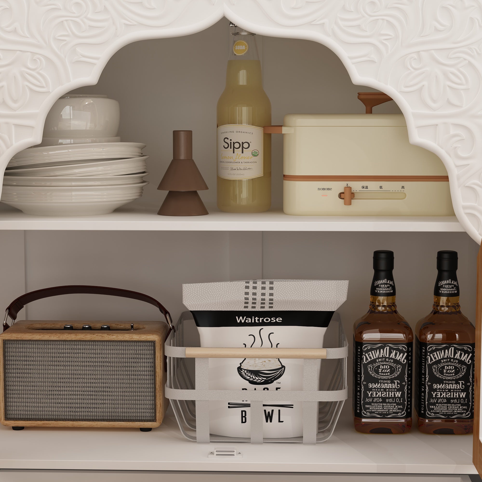 Elegant Soild Wood Modern Sideboard With 2 Doors And 2 Drawers, 39.4” Storage Cabinet With Adjustable Shelves, Versatile Console Table For Living Room Or Dining Room