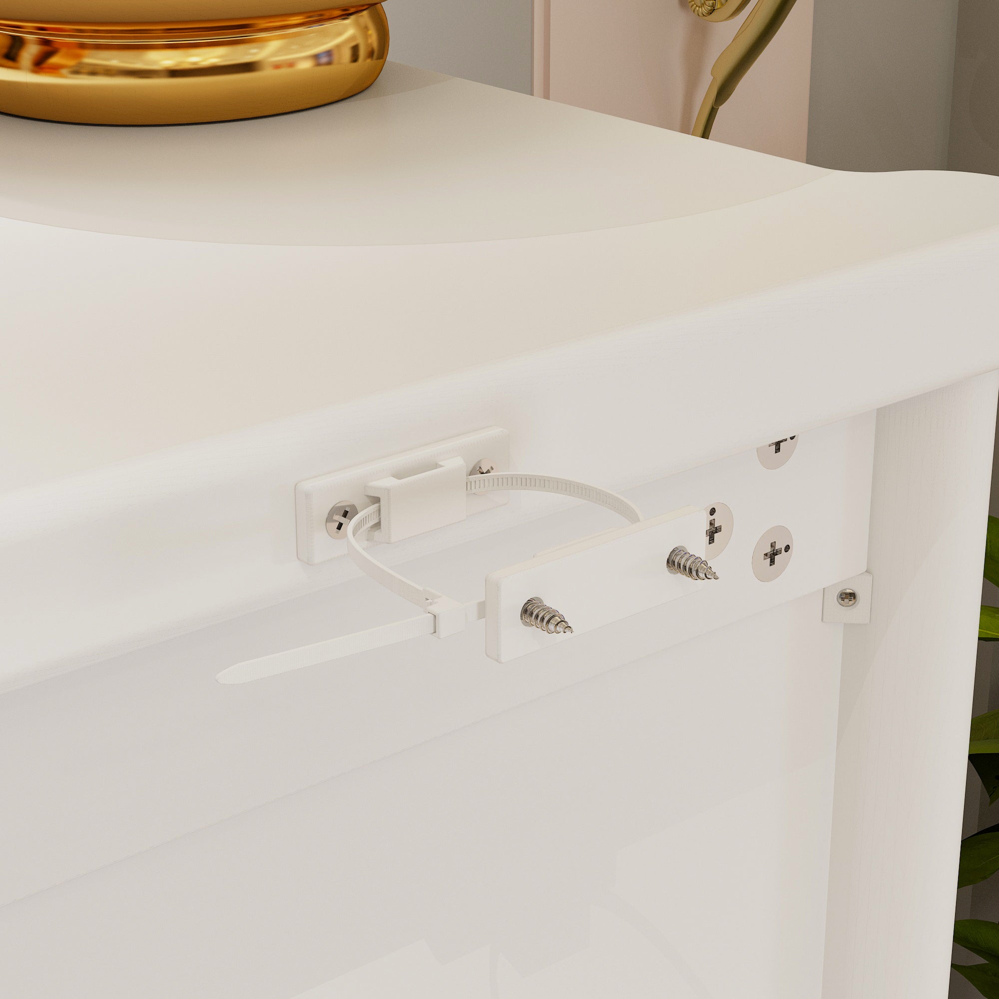 62.2 inches Traditional White China Cabinet Display Case With Glass Doors and Roman Column