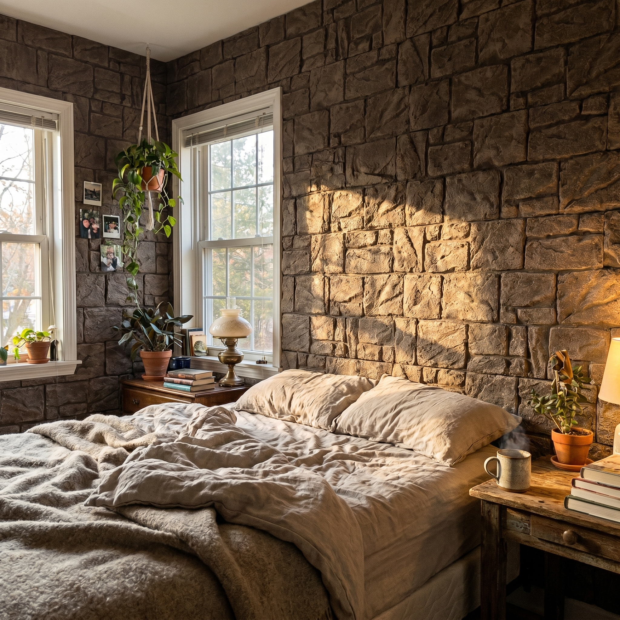 Gray Stacked Faux Stone Wall Panel Set of 9, Lightweight Indoor & Outdoor Decor Wall Panels