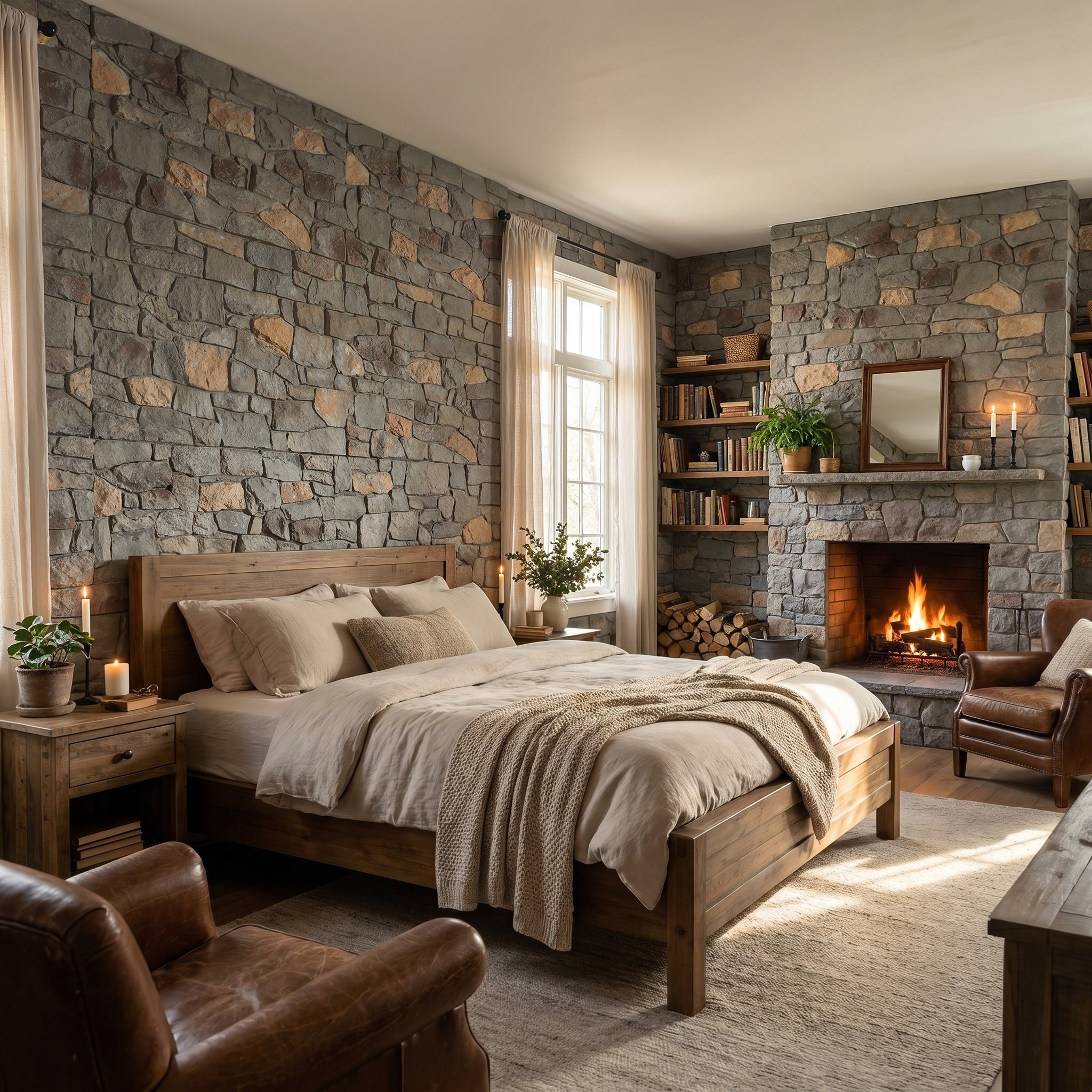 Gray Mixed Tone River Rock Faux Stone Wall Panel Set of 10, Lightweight Indoor & Outdoor Decor Wall Panels