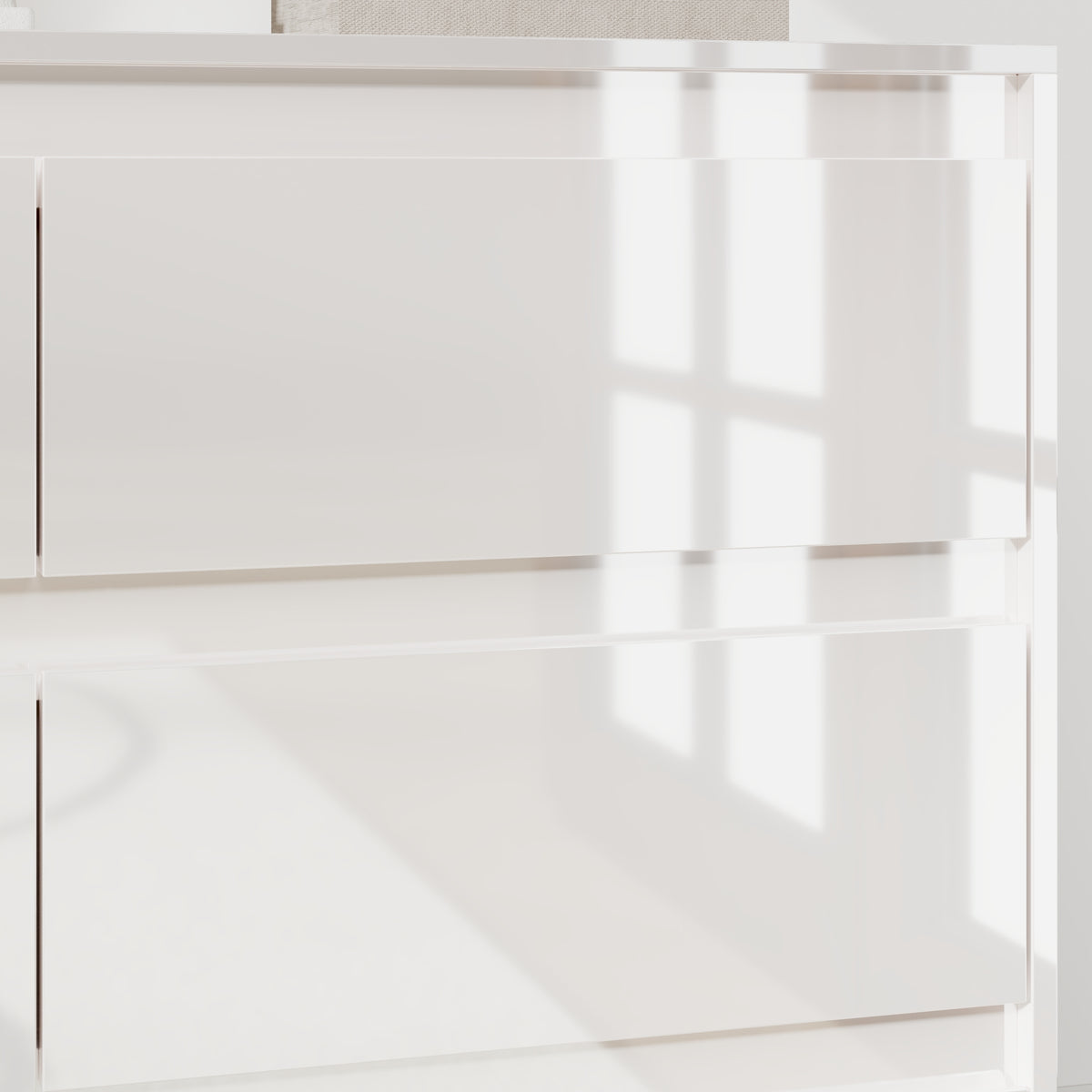 White 9-drawer dresser with minimalist design