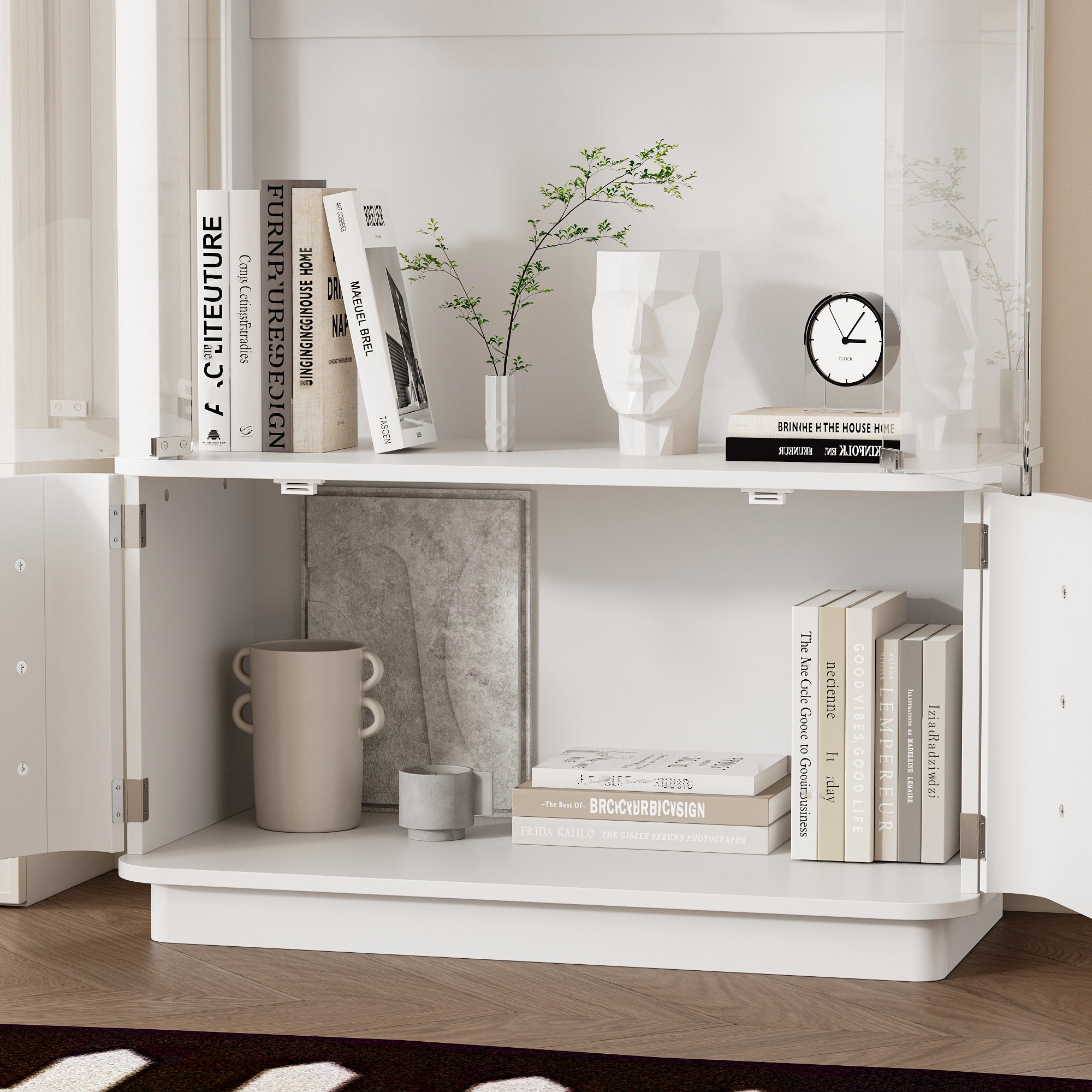 71'' H Glass Design Display Bookcase & Cabinet & Pantry