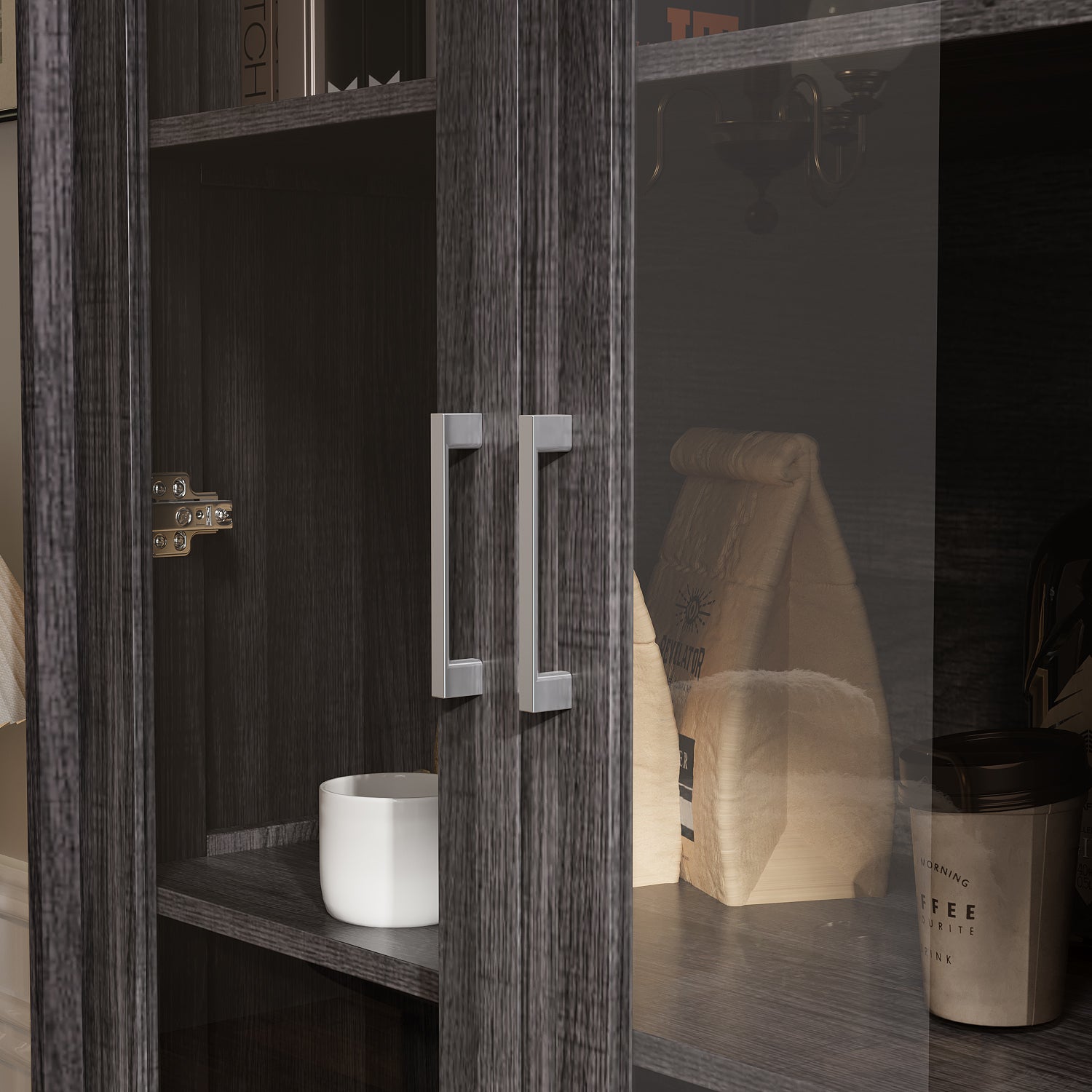 80'' H X 31.5'' W Bookcase With Glass Doors & Drawer