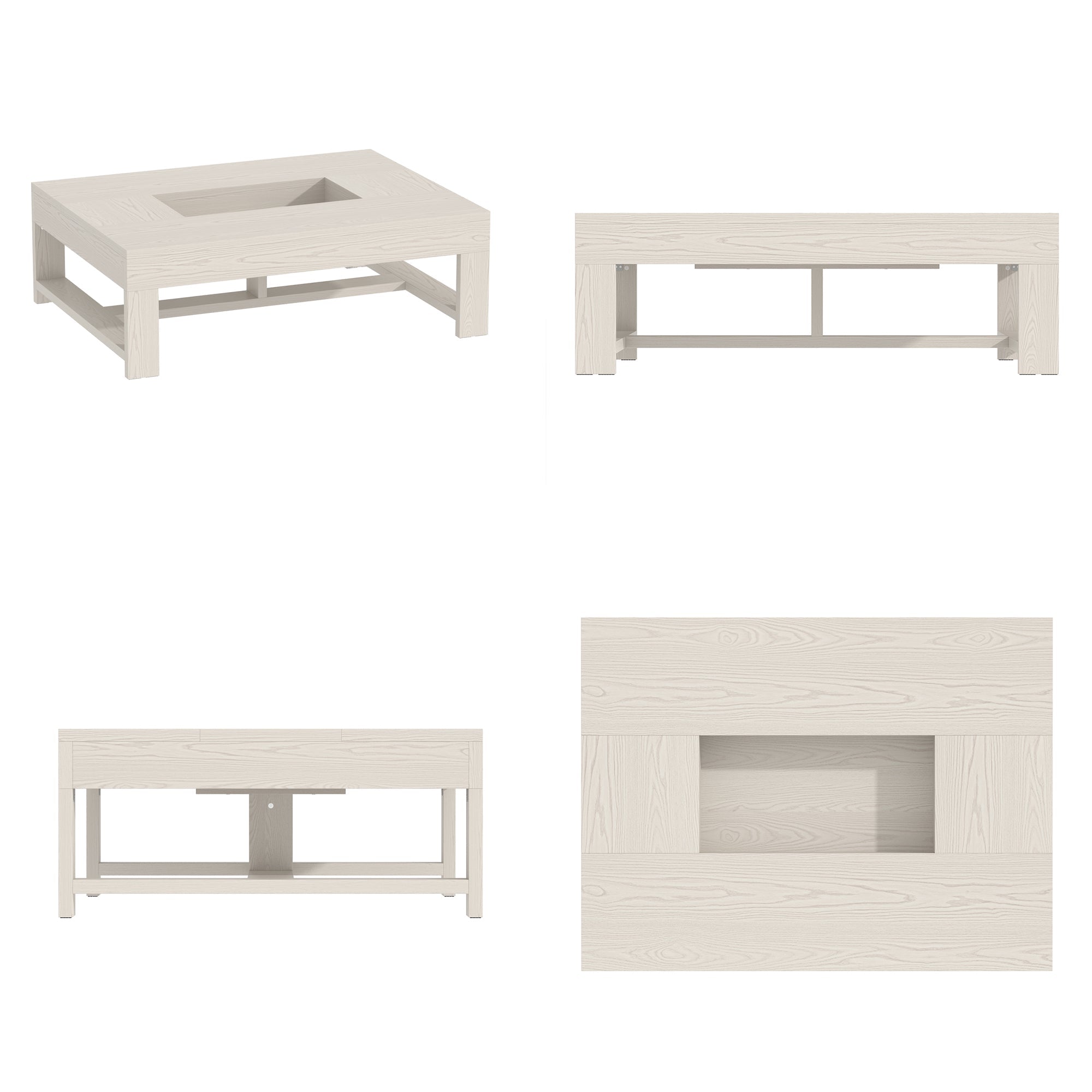 47.2'' W Rectangular Coffee Table With Groove Design-Sleek Design Meets Practical Functionality