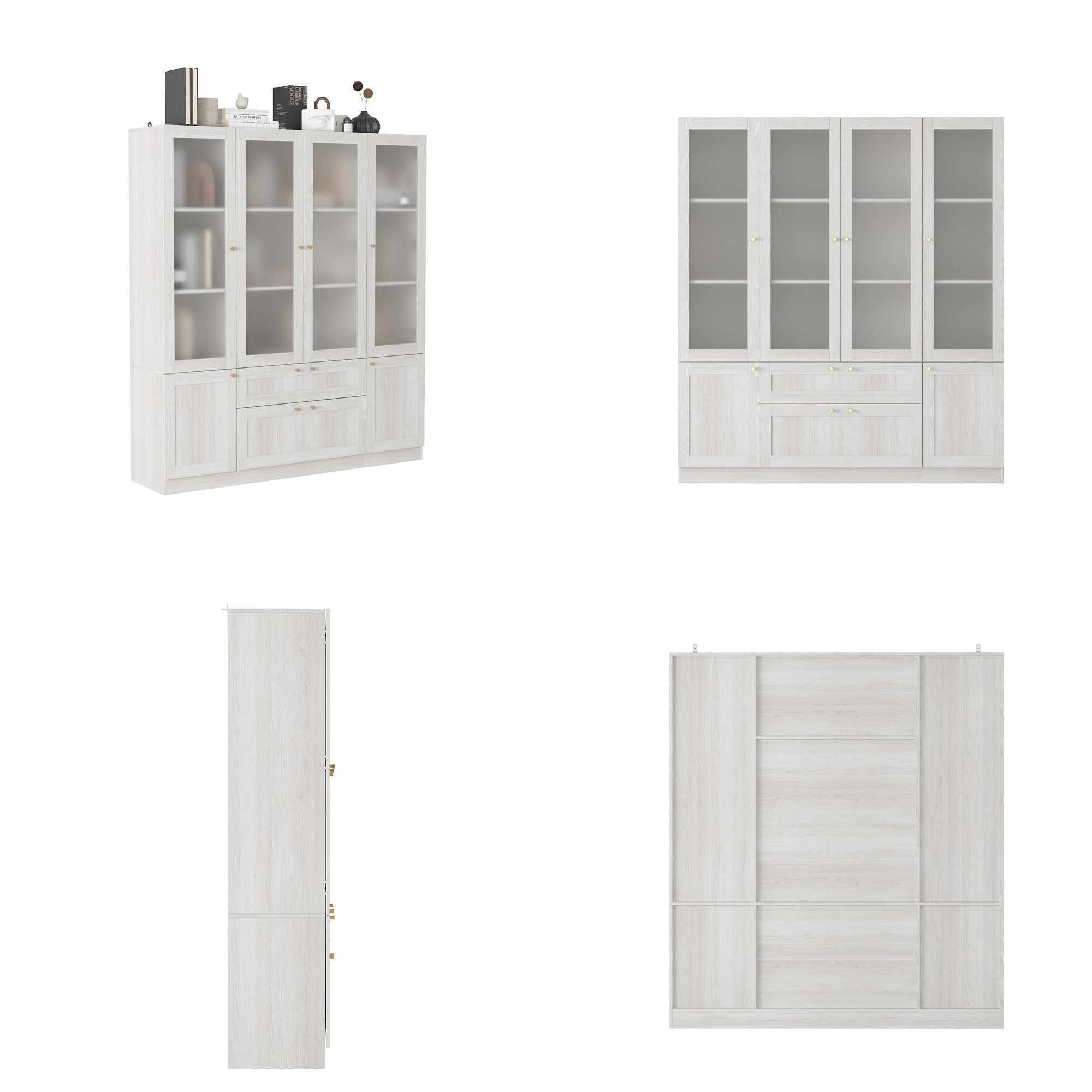 Adjustable Glass Display Cabinet With Frosted Doors And Spacious Storage