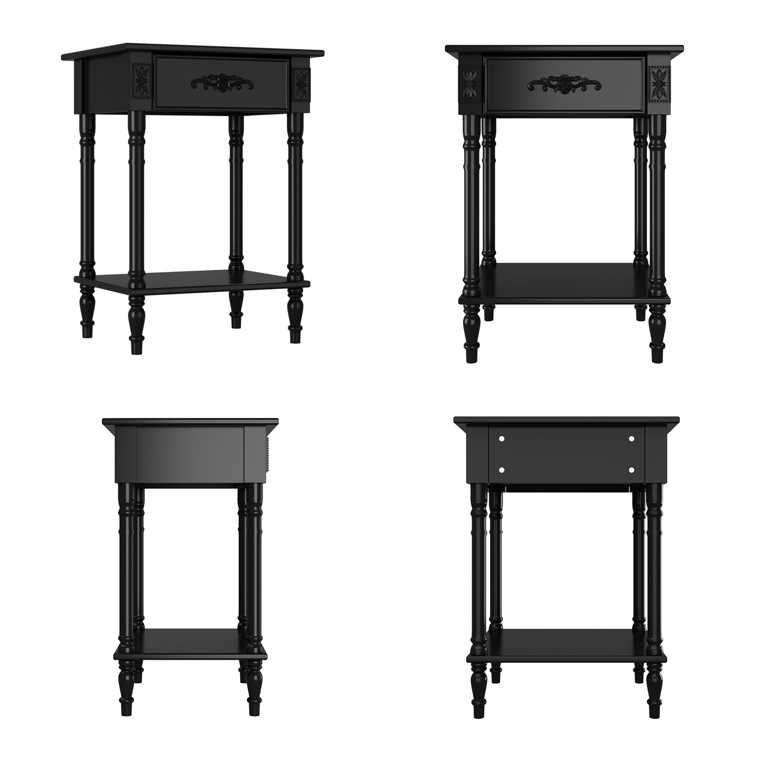 1-Shelf And 1-Drawer Nightstand With Elegent Design