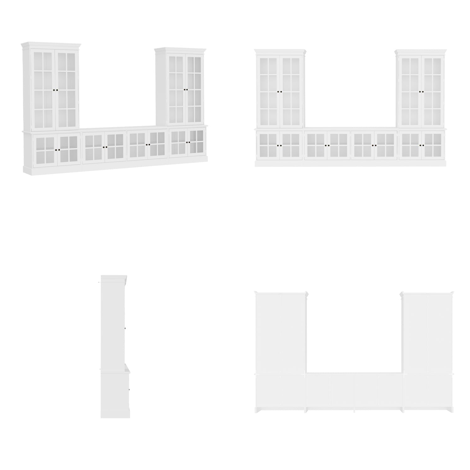 125 '' W Entertainment Center With Storage Cabinets And Glass Doors