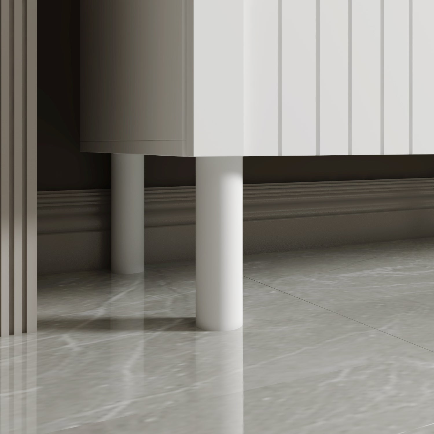 Sideboard Buffet Table Console Table in White Finish 4 U-Shaped Doors