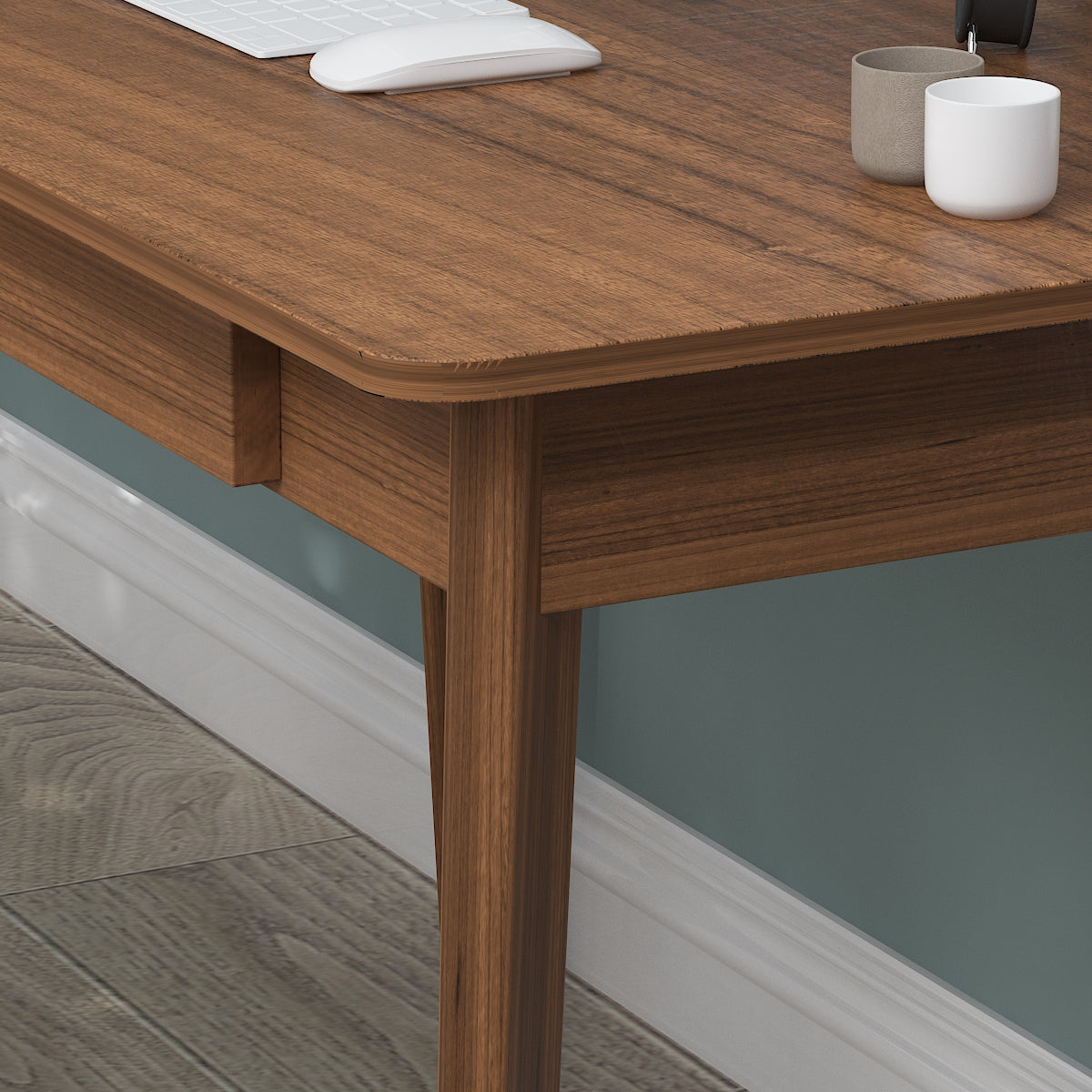 Wooden Minimalist Writing Desk White Study Table for Office 39.4"W