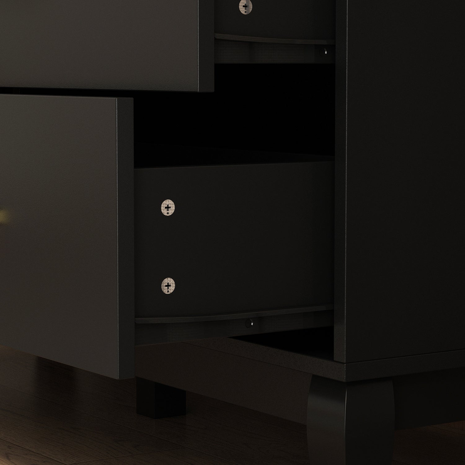 Modern White Finish Double Dresser 6-Drawer Cabinet for Hallway Entryway Living Room