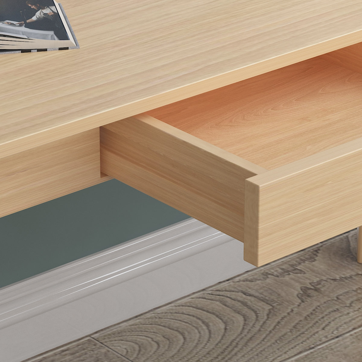 Wooden Minimalist Writing Desk White Study Table for Office 39.4"W