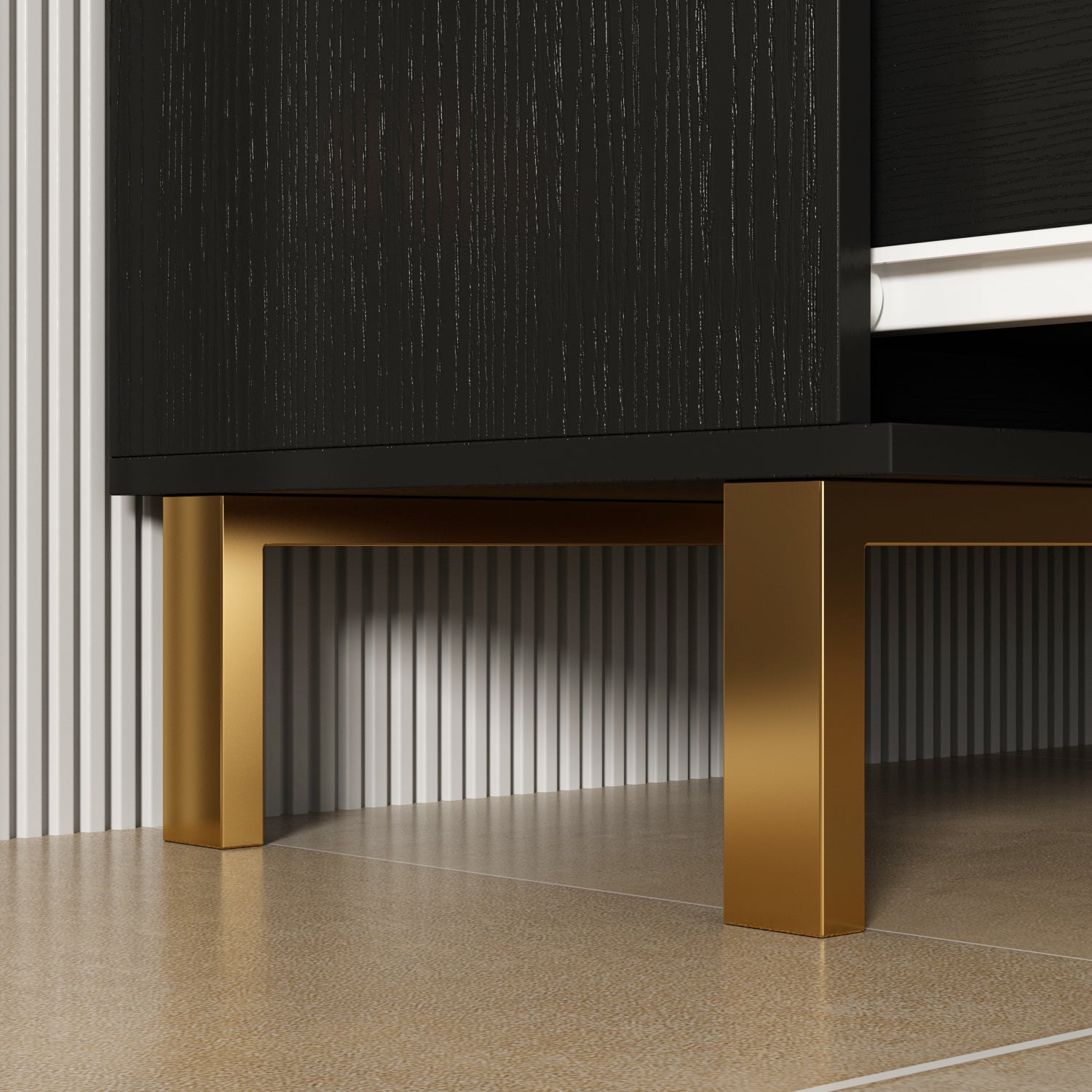 Vertical Chest 3-Drawer Nightstand Dresser Storage Sideboard with Metal Legs for Bedroom