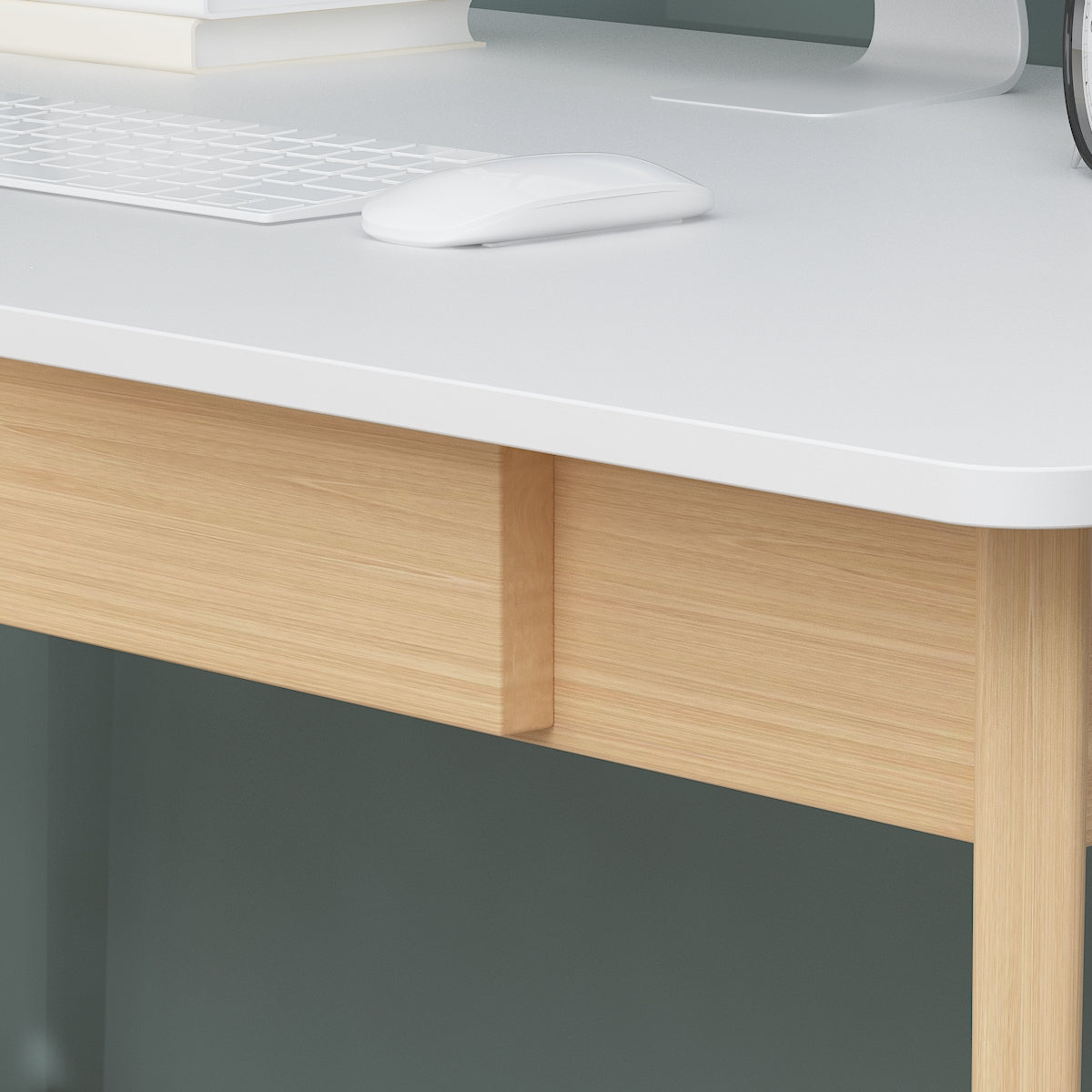 Wooden Minimalist Writing Desk White Study Table for Office 39.4"W