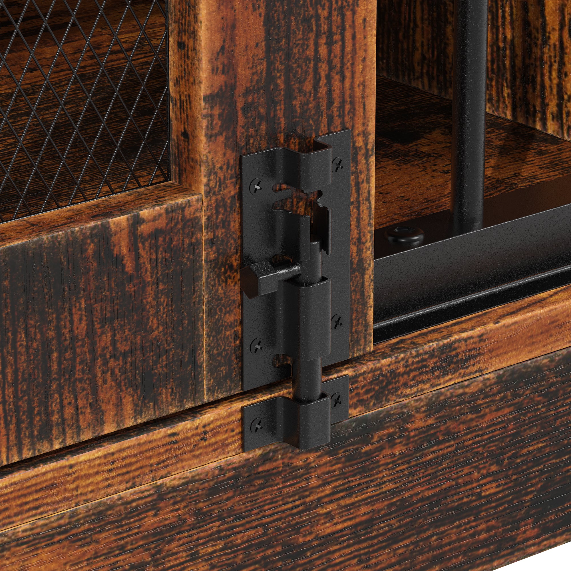 Small Dog Crate With Barn Doors, Steel Frame, Double Rooms