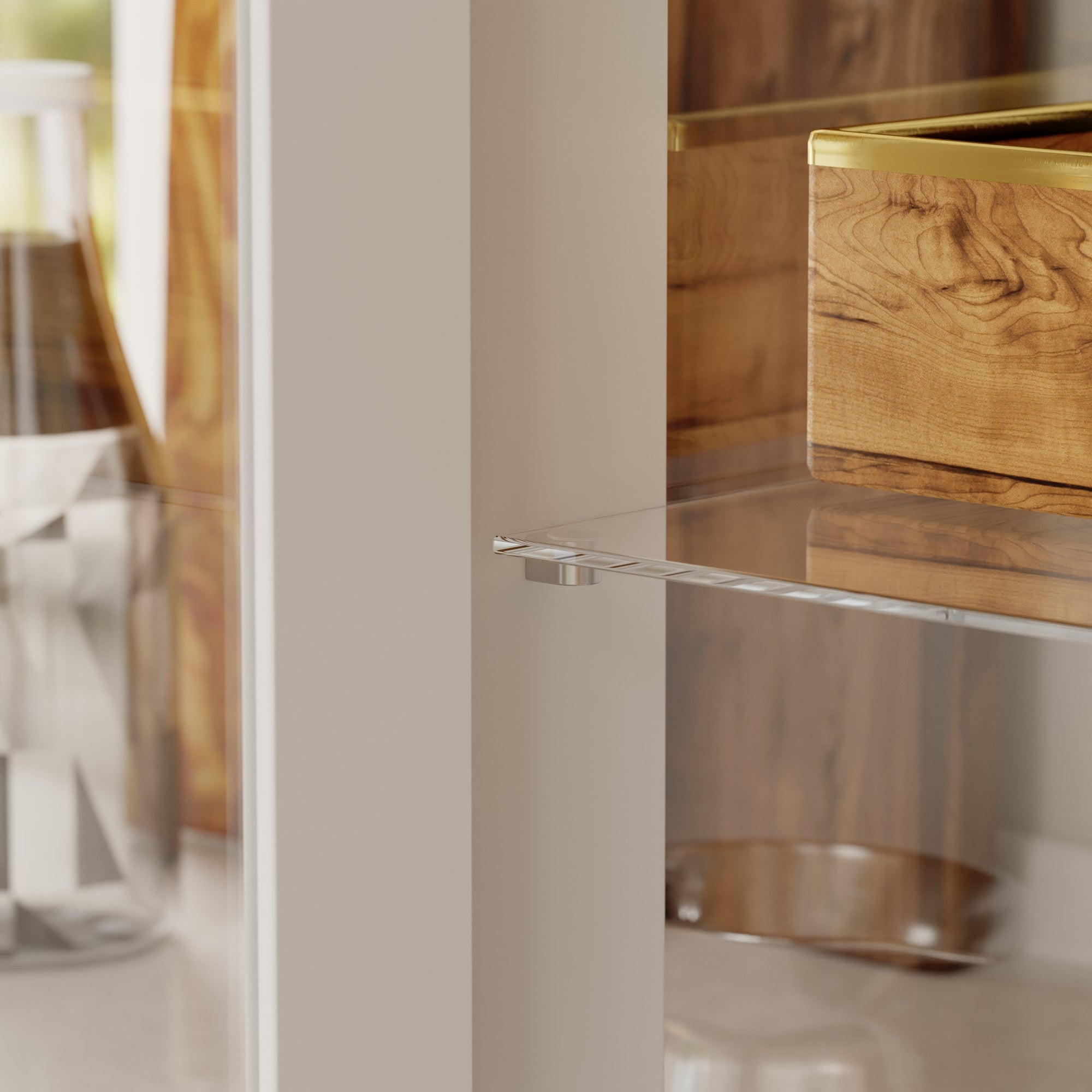 61.4"W Food Pantry Cabinet With Glass Door Wine Storage