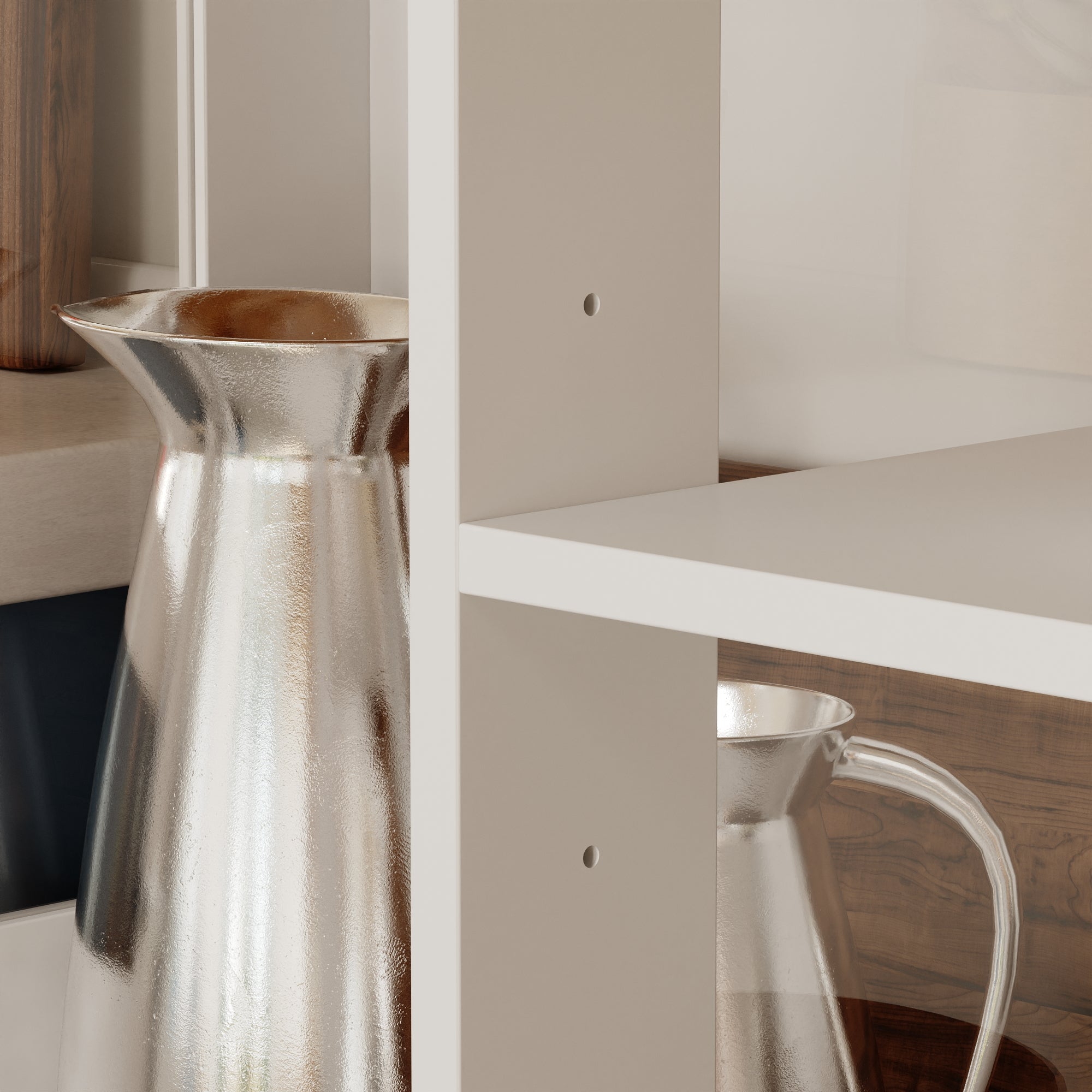 61.4"W Food Pantry Cabinet With Glass Door Wine Storage