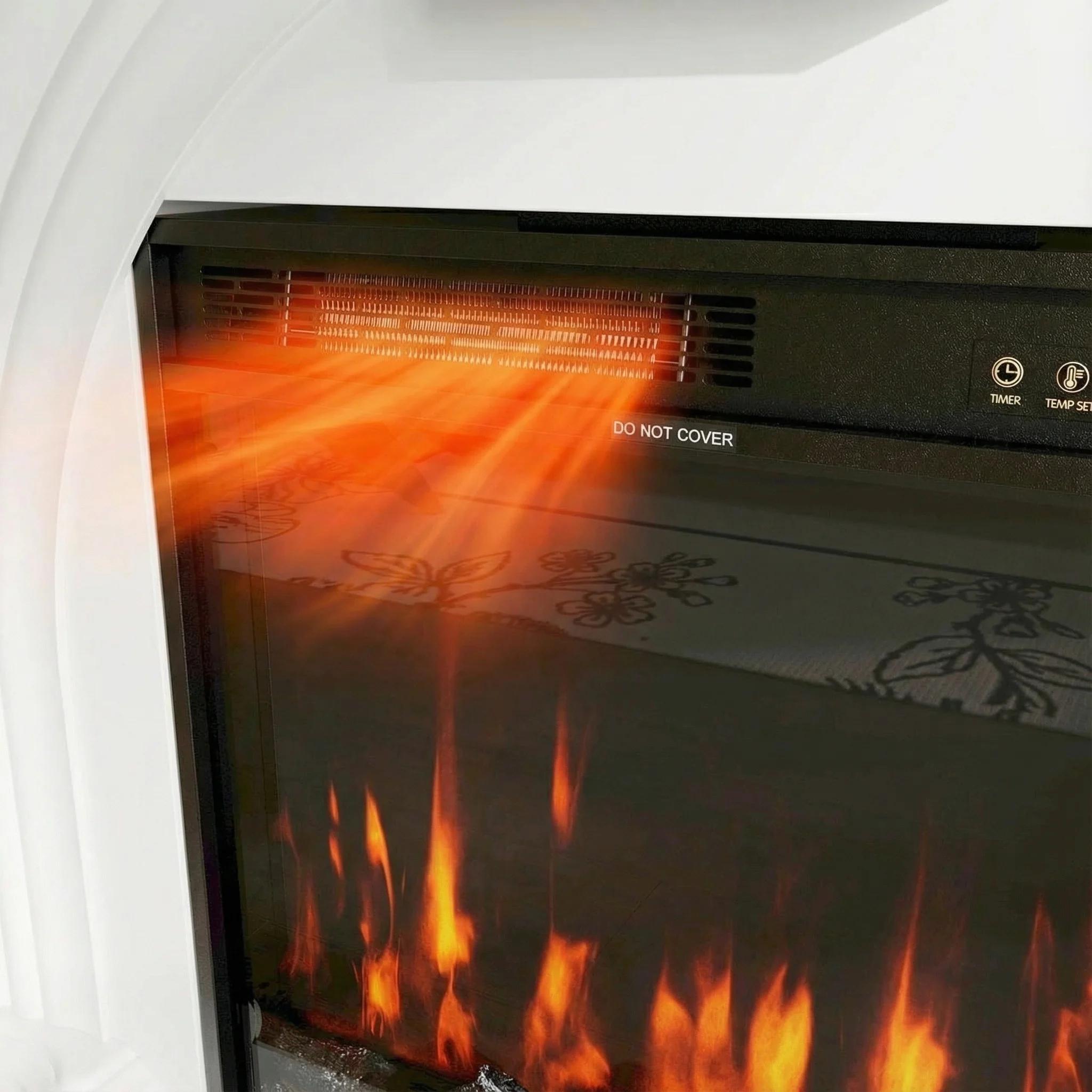 55.2 inch Built-in Electric Fireplace with Carved Mantel