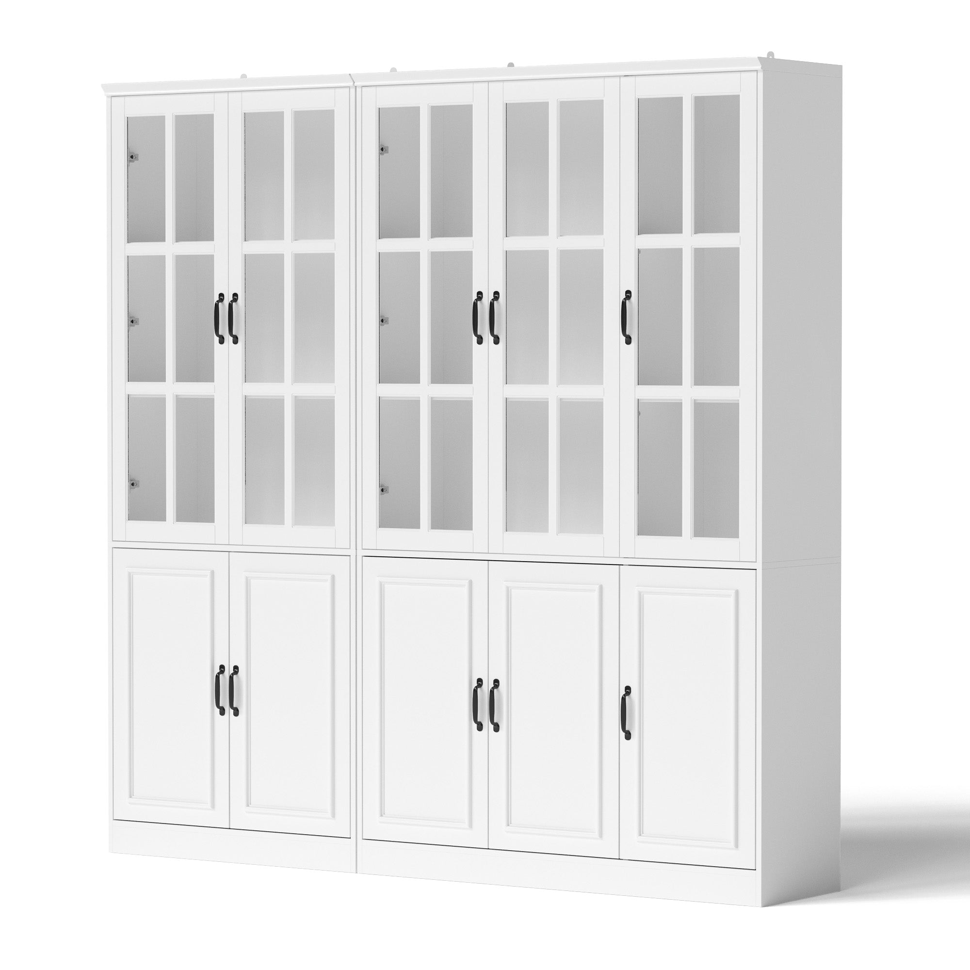 78.7 inch Modern White Storage Cabinet with 10 Doors and 15 Adjustable Shelves