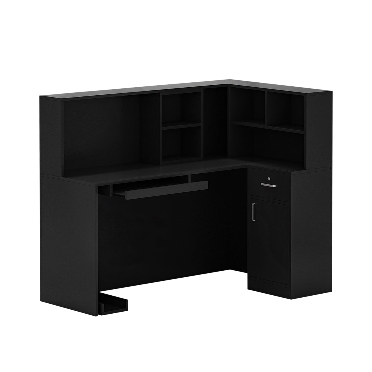 L-Shaped Reception Desk with Large Storage Filing Cabinets