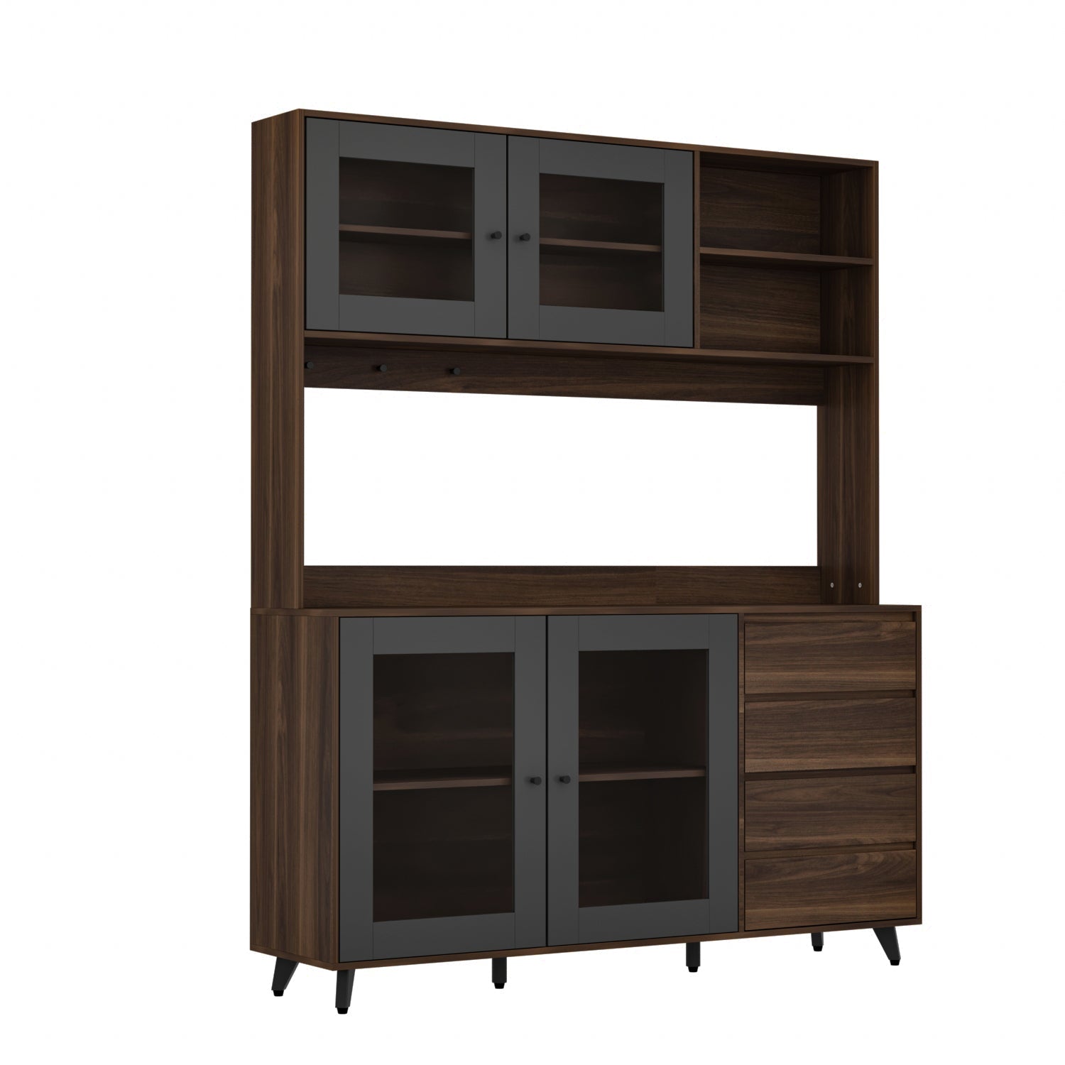 Storage Sideboard Cabinet Cupboard with Drawers and Glass Doors for Kitchen Organization