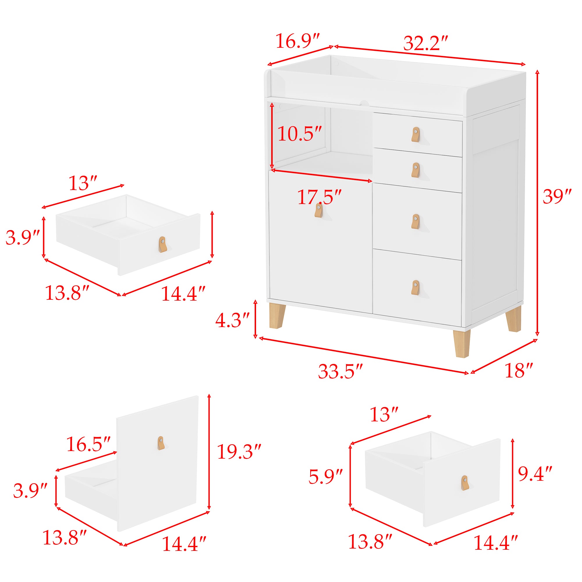 Modern Changing Table Dresser With Strong Storage