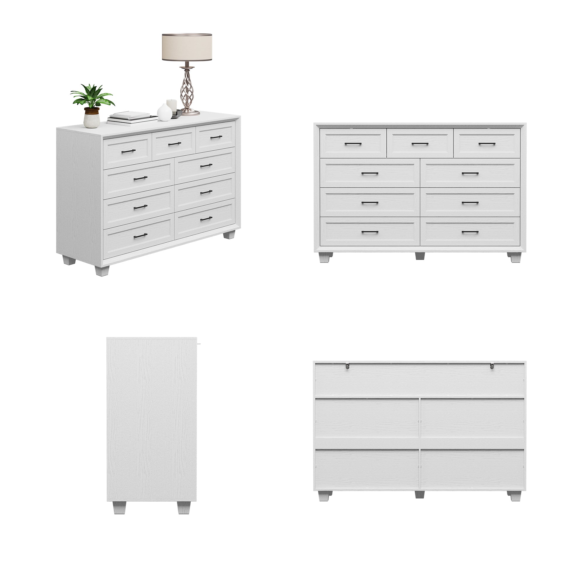 60" Wide 9-Drawer Accent Chest With Metal Handles