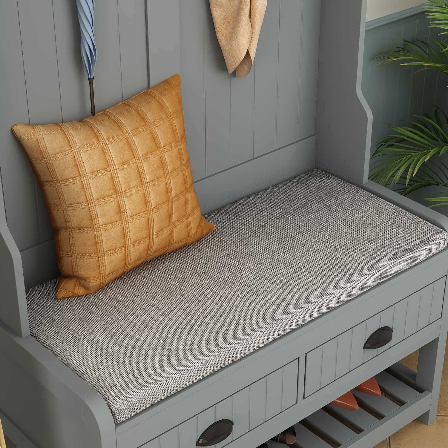 Modern 4-in-1 Hall Tree with Storage Bench, Coat Rack, Shelves & Drawers for Entryway or Living Room