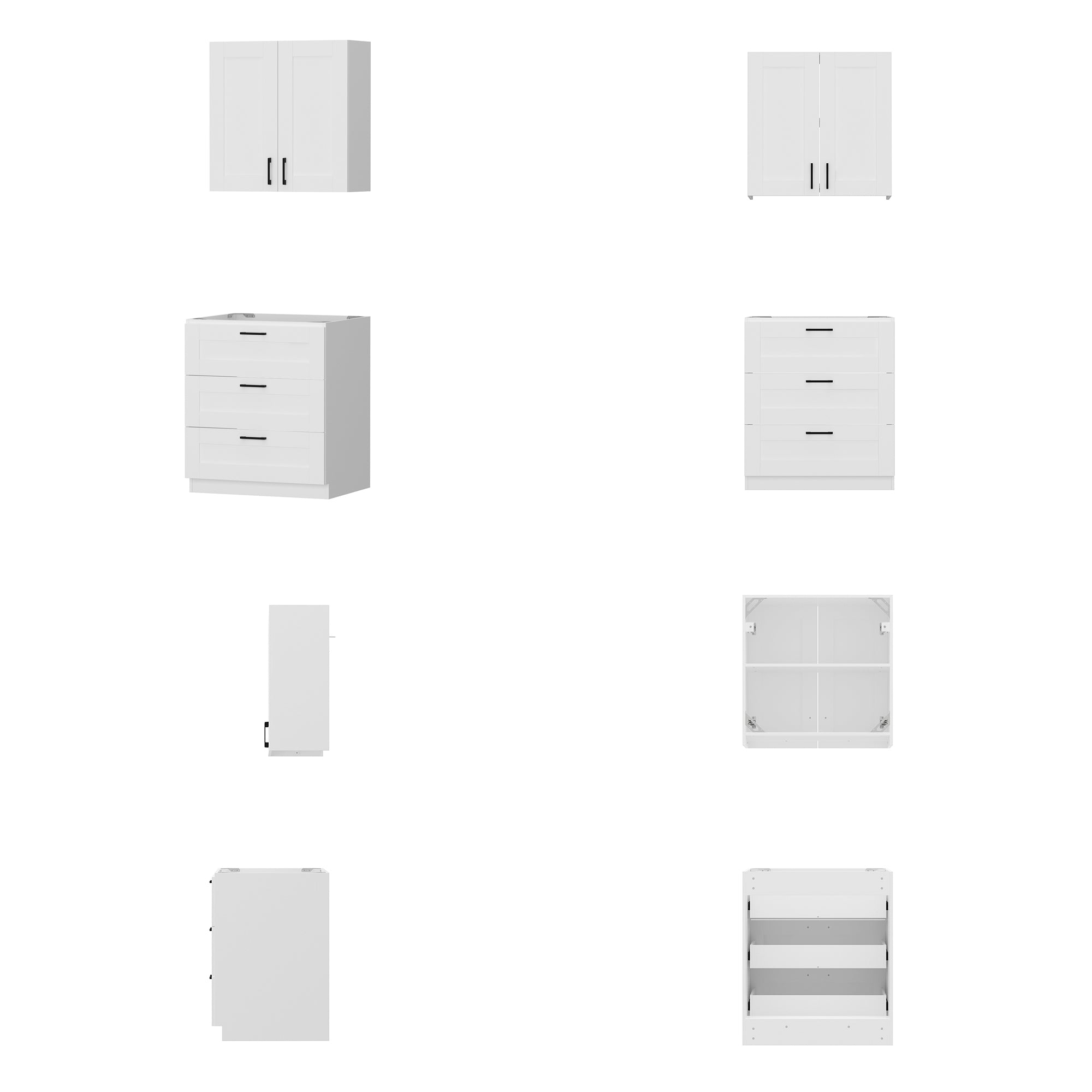 71 inch Modern White Kitchen Pantry Cabinet with Glass Doors & 12 Shelves